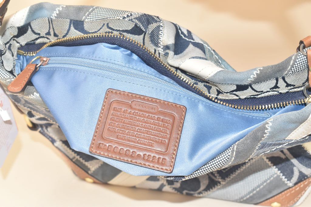 Coach Medium Carly Patchwork Hobo – Blue Multi Denim
