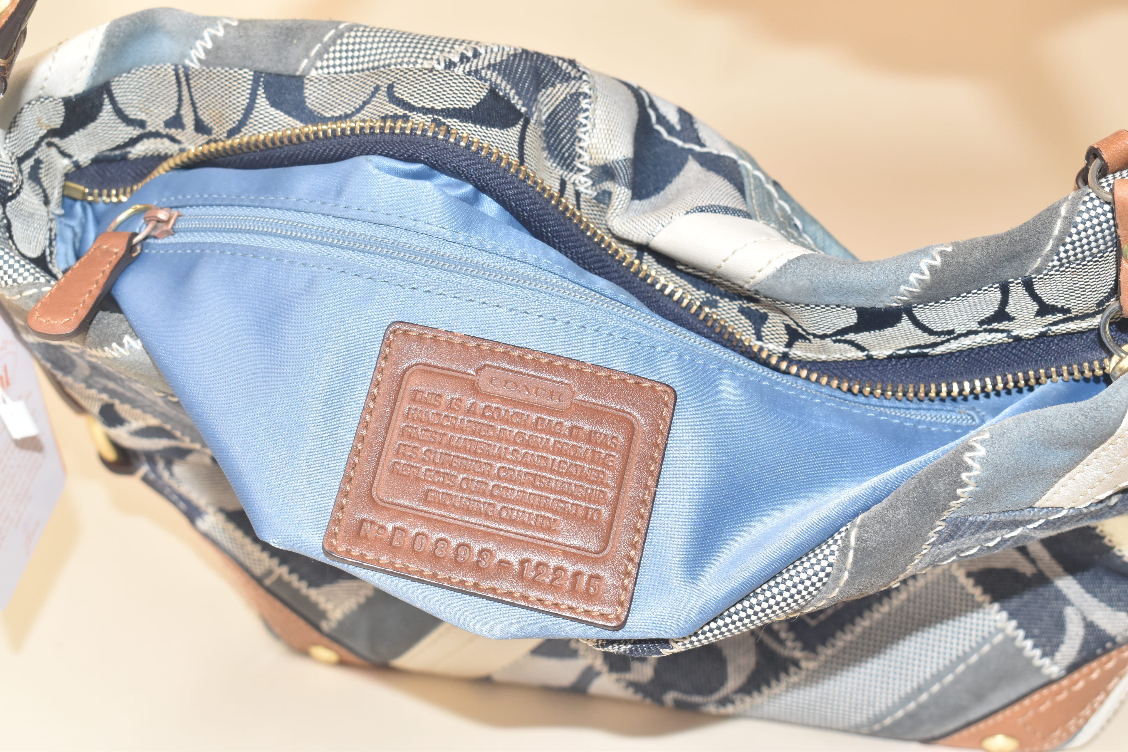 Coach Medium Carly Patchwork Hobo – Blue Multi Denim