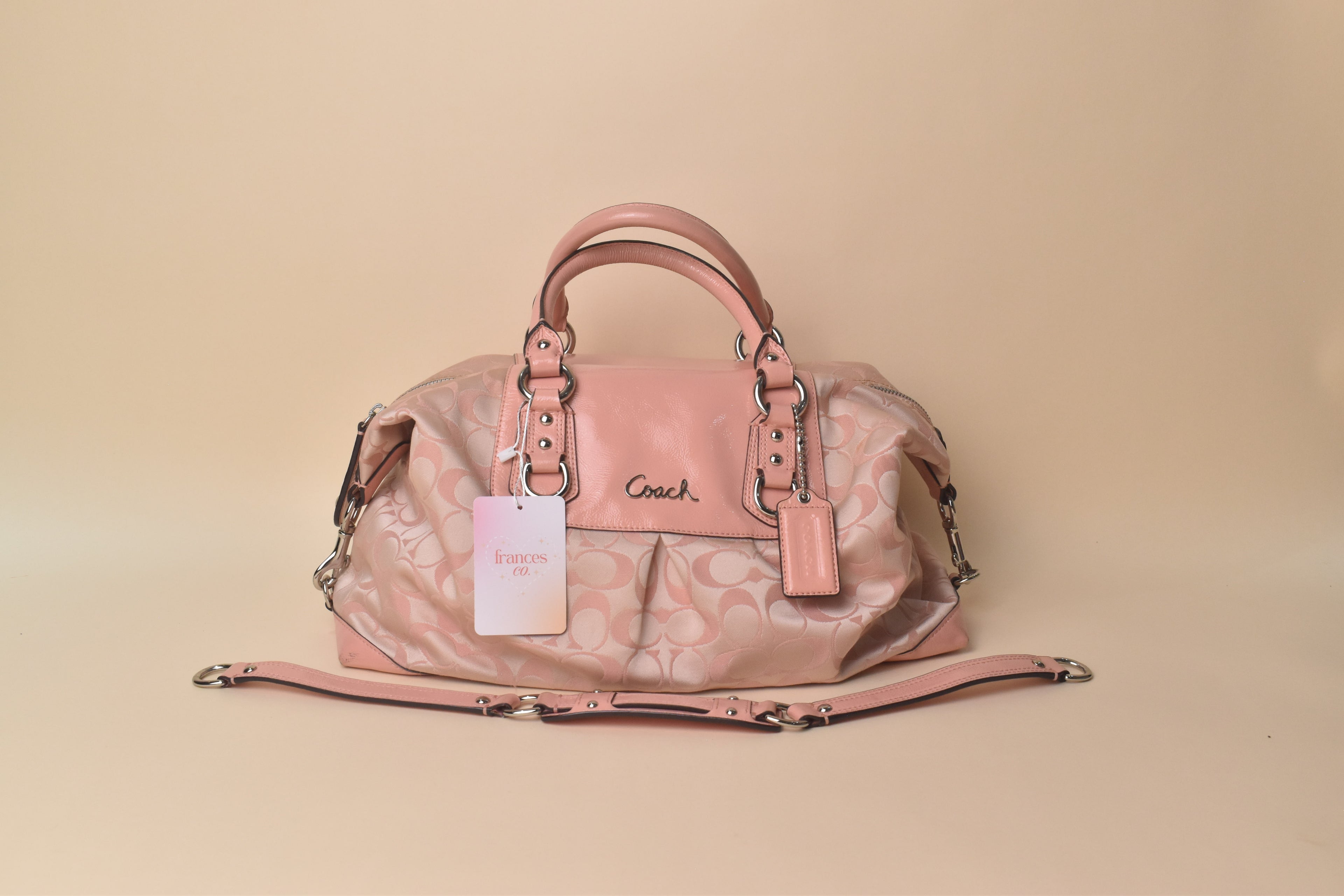 Coach Medium Ashley Signature Sateen Satchel – Peony Pink