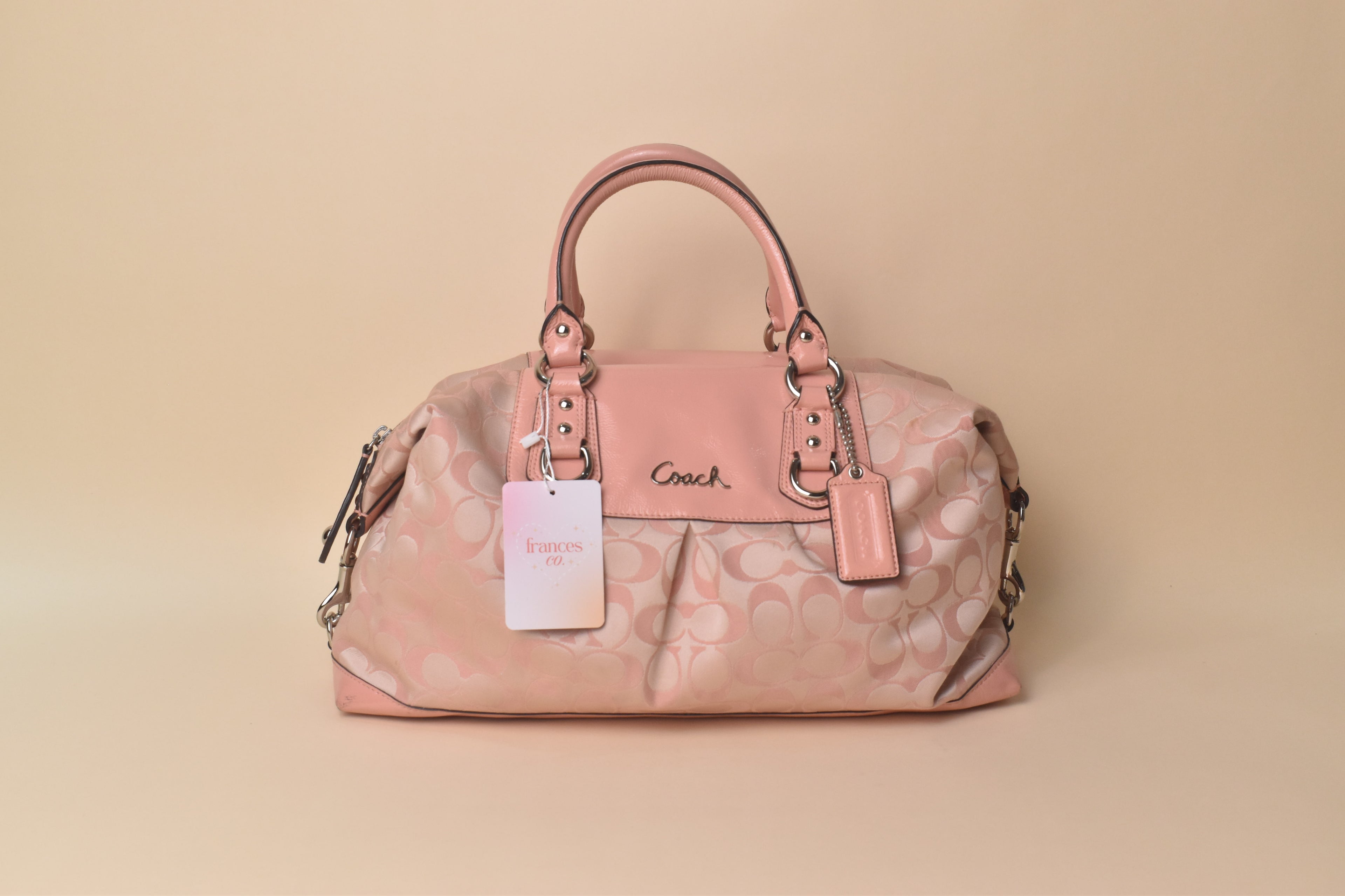 Coach Medium Ashley Signature Sateen Satchel – Peony Pink