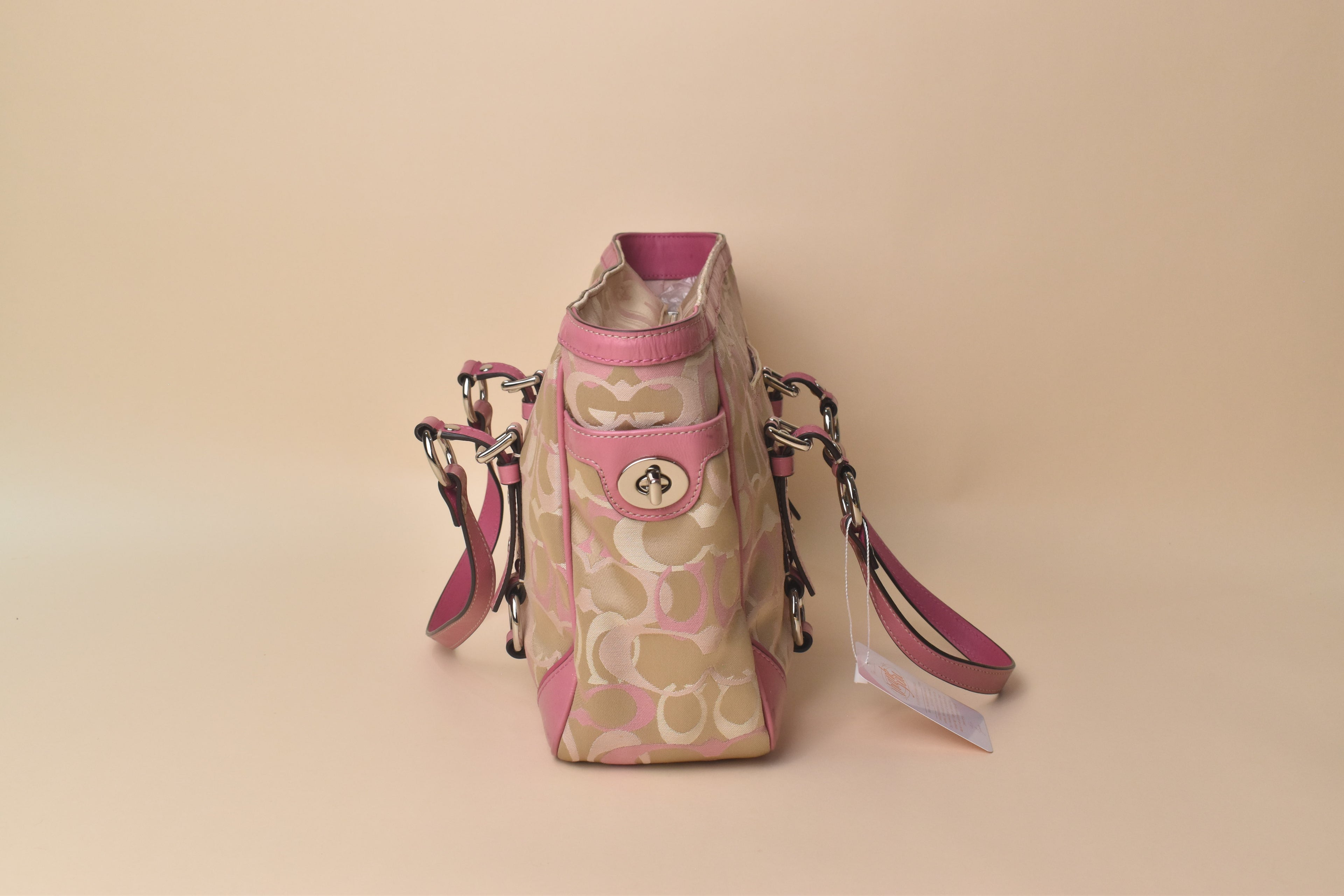 Coach Signature Gallery Optic Glam Tote – Khaki Pink