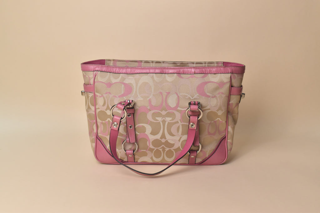 Coach Signature Gallery Optic Glam Tote – Khaki Pink