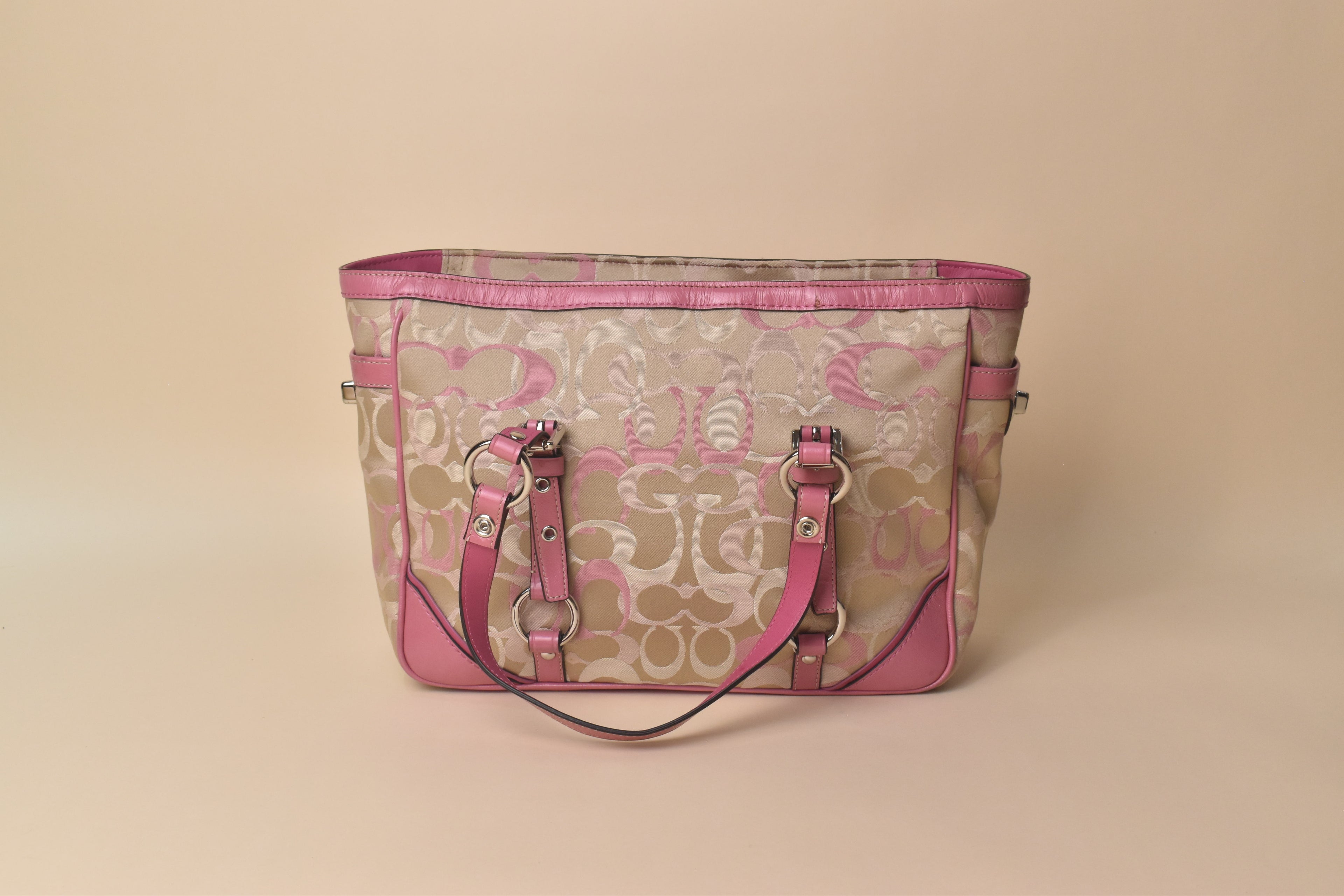 Coach Signature Gallery Optic Glam Tote – Khaki Pink