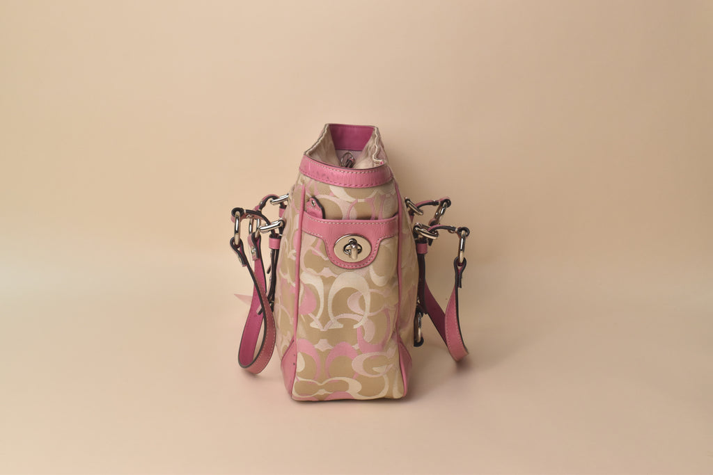 Coach Signature Gallery Optic Glam Tote – Khaki Pink