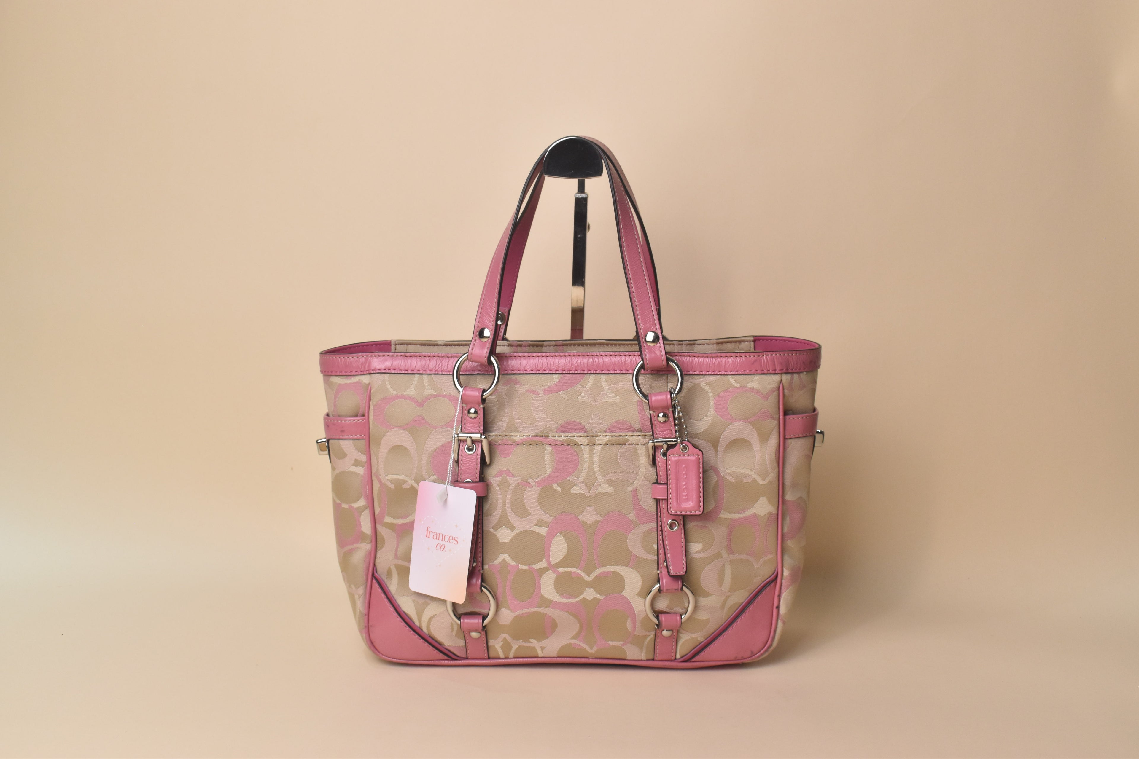 Coach Signature Gallery Optic Glam Tote – Khaki Pink