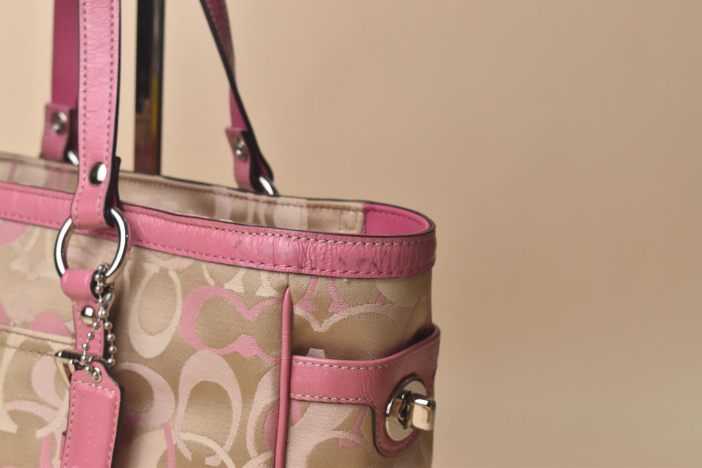 Coach Signature Gallery Optic Glam Tote – Khaki Pink