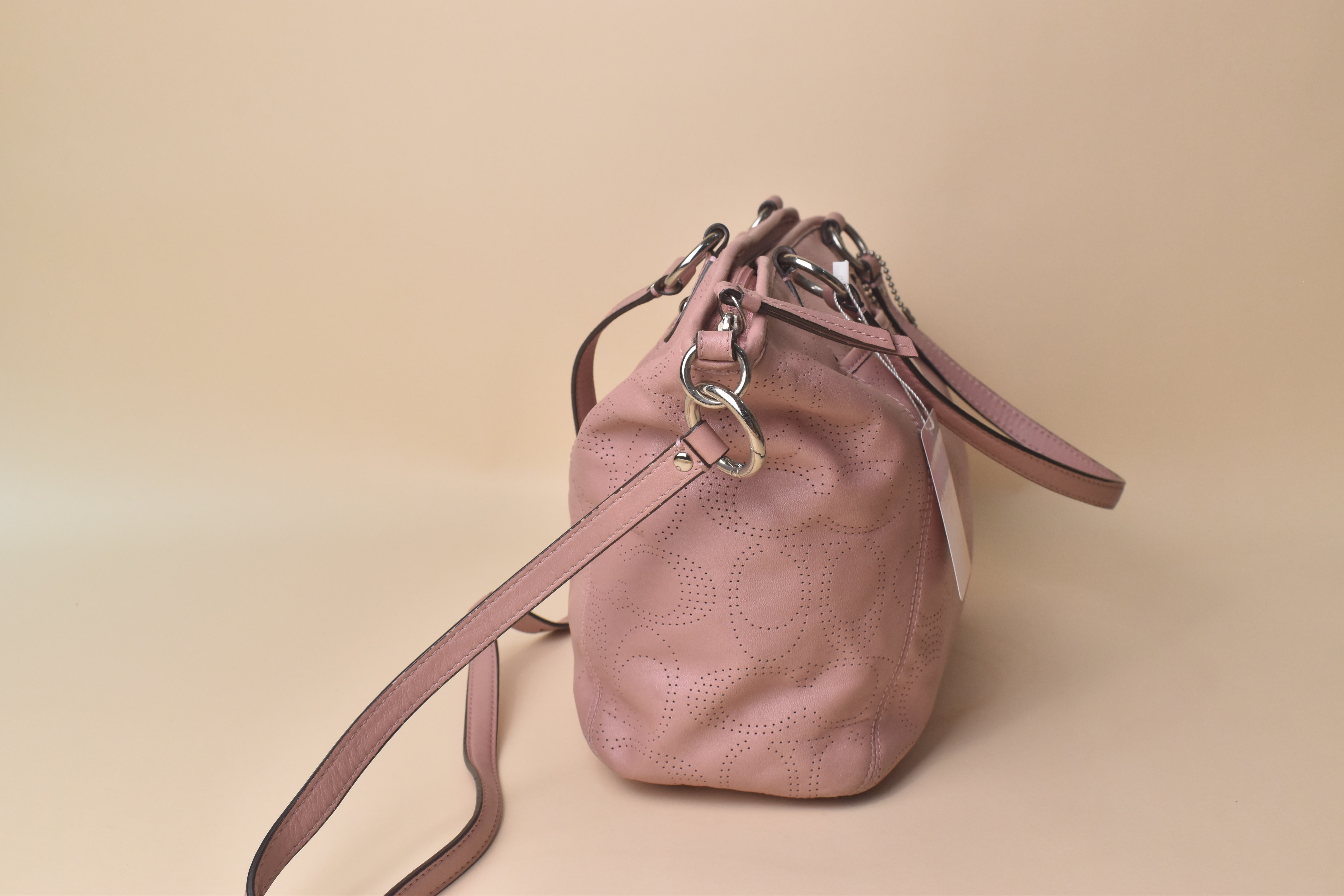 Coach Madison Op Art Perforated Sophia Satchel 2WAY – Blush Pink