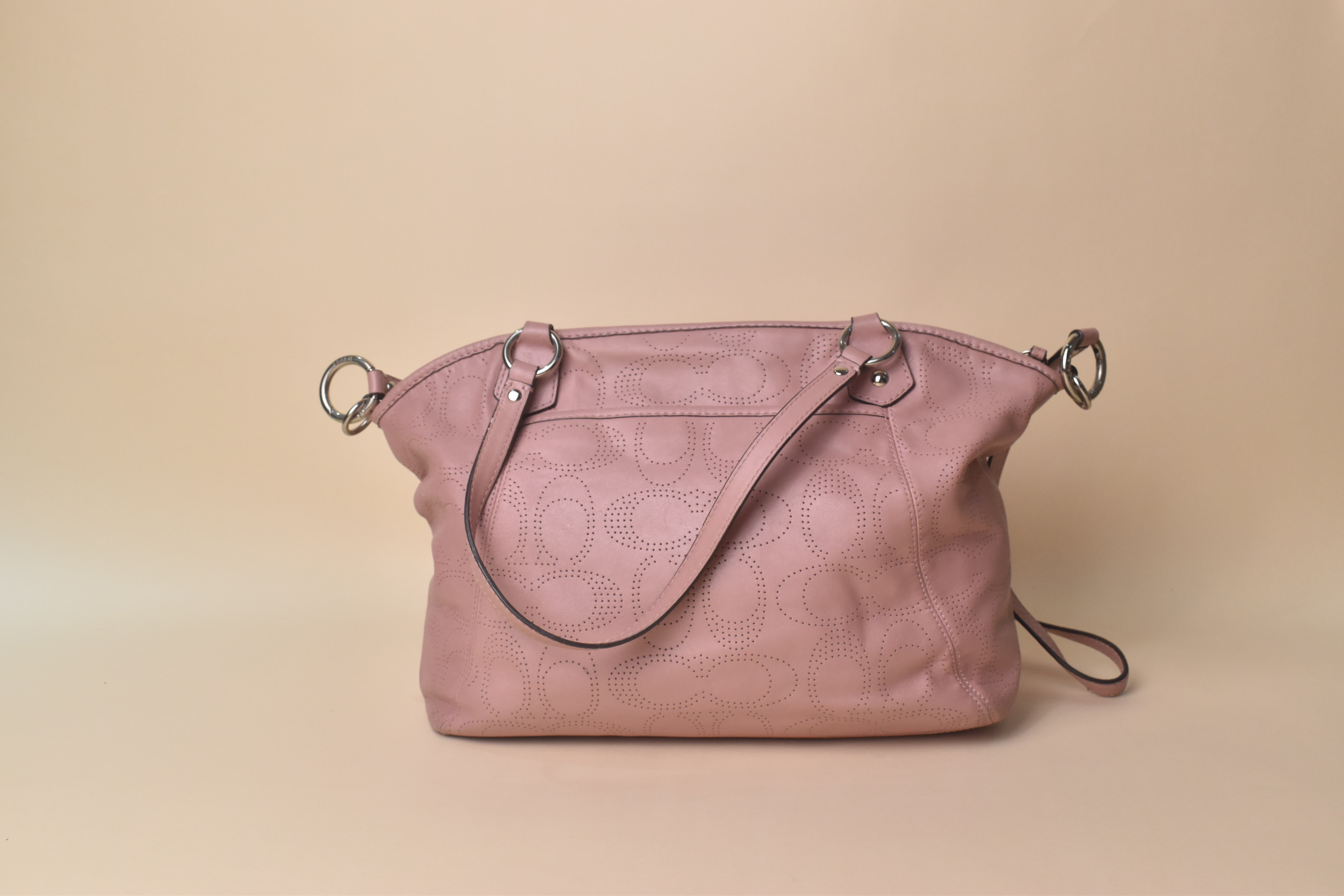 Coach Madison Op Art Perforated Sophia Satchel 2WAY – Blush Pink