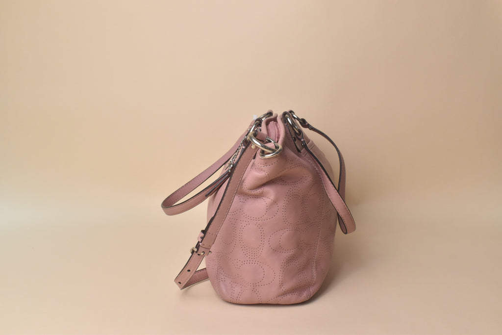Coach Madison Op Art Perforated Sophia Satchel 2WAY – Blush Pink