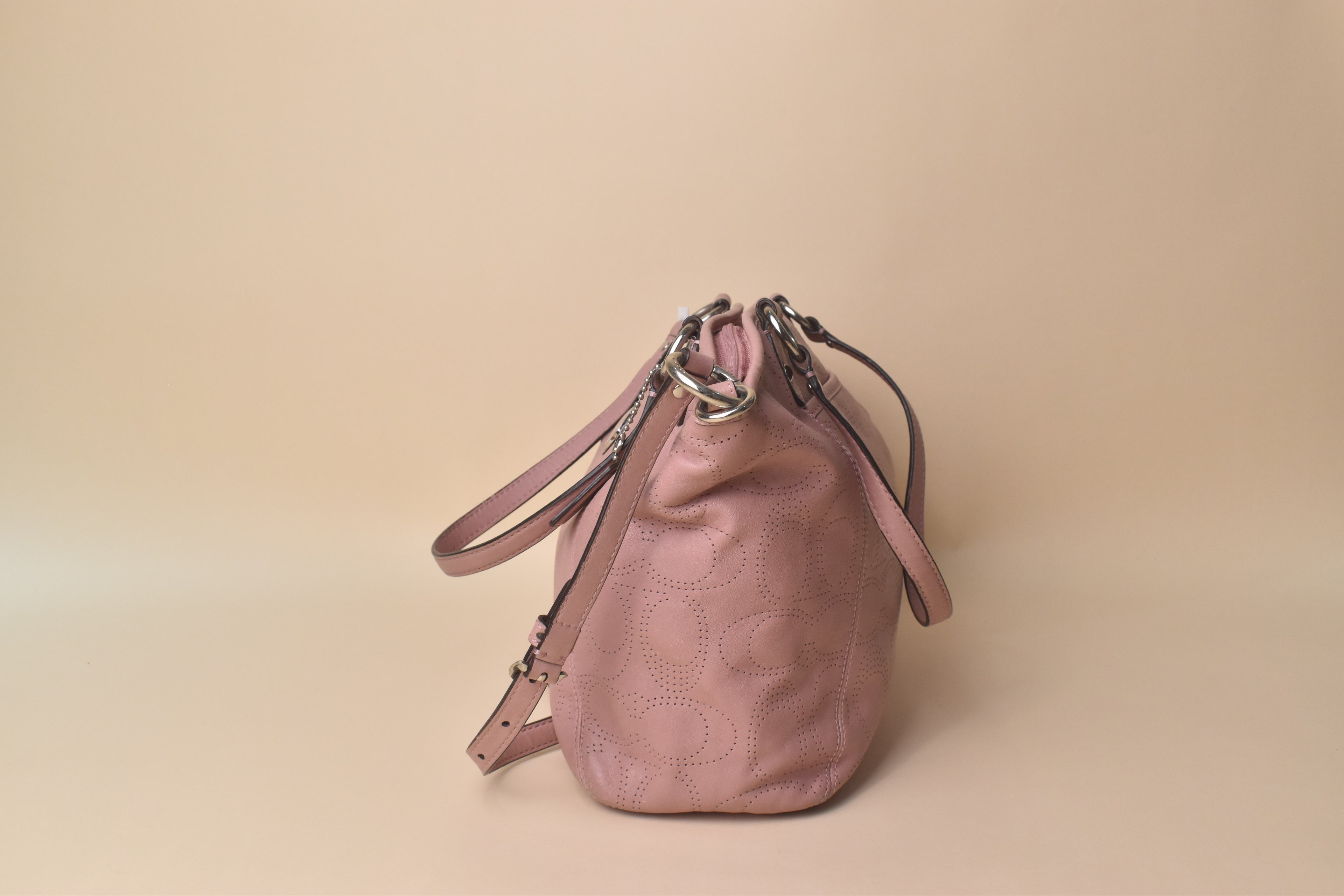 Coach Madison Op Art Perforated Sophia Satchel 2WAY – Blush Pink