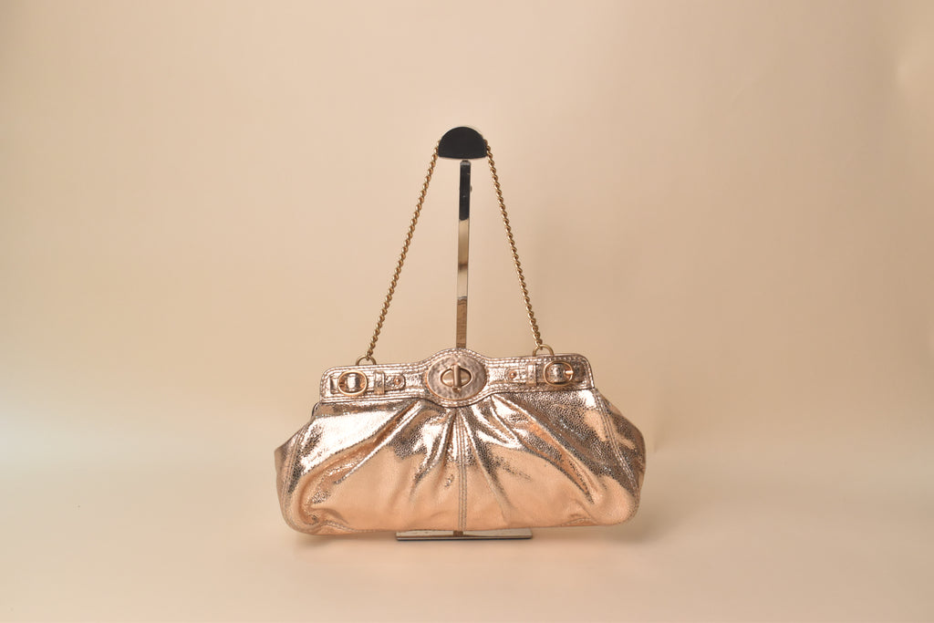 Coach Garnet Mini Chain Gathered Lurex Bag – Rose Gold