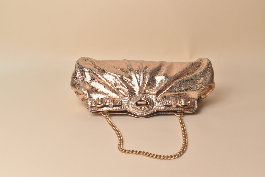 Coach Garnet Mini Chain Gathered Lurex Bag – Rose Gold