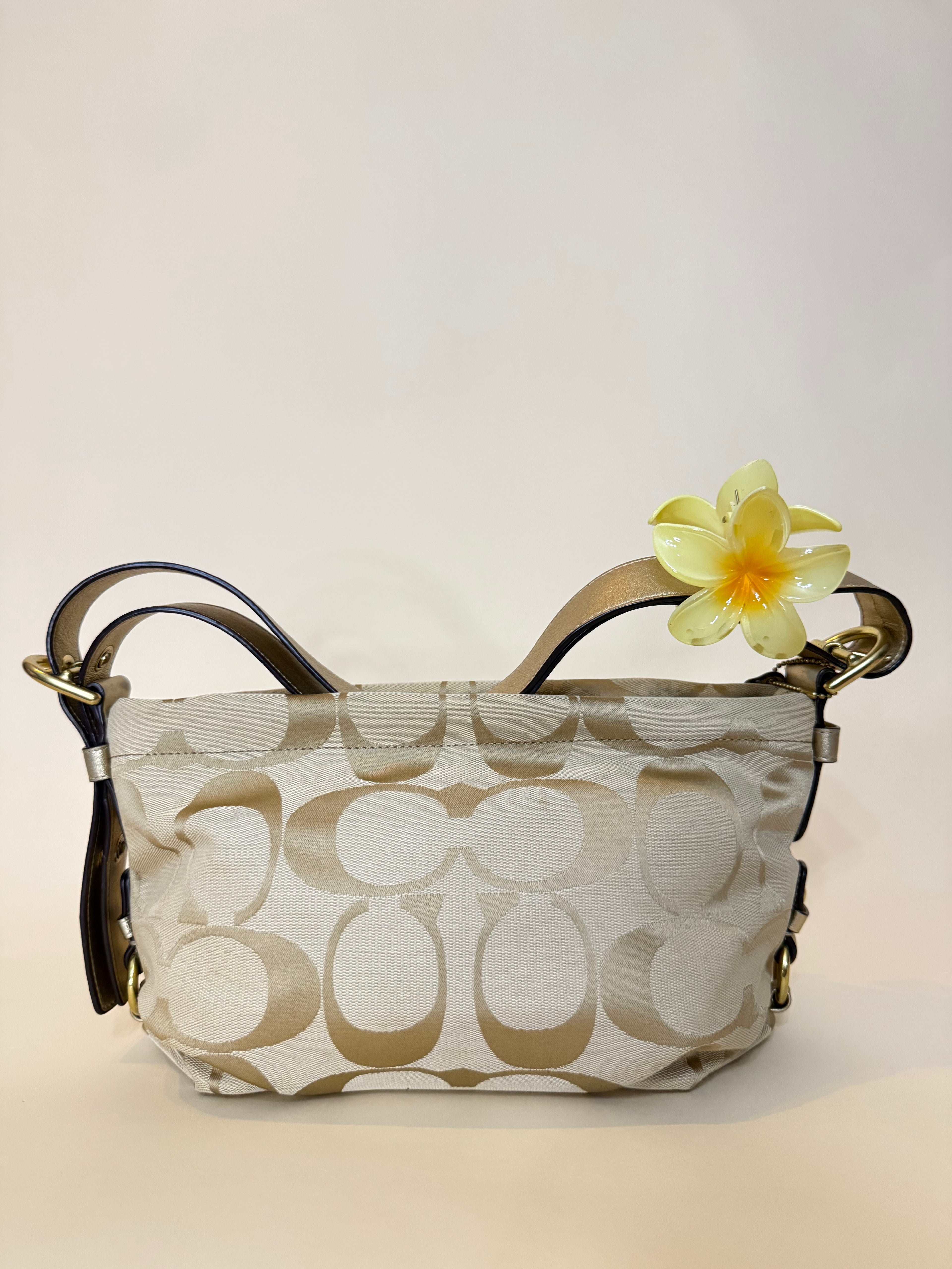 Coach Hobo Bag 2WAY Gold Signature Canvas