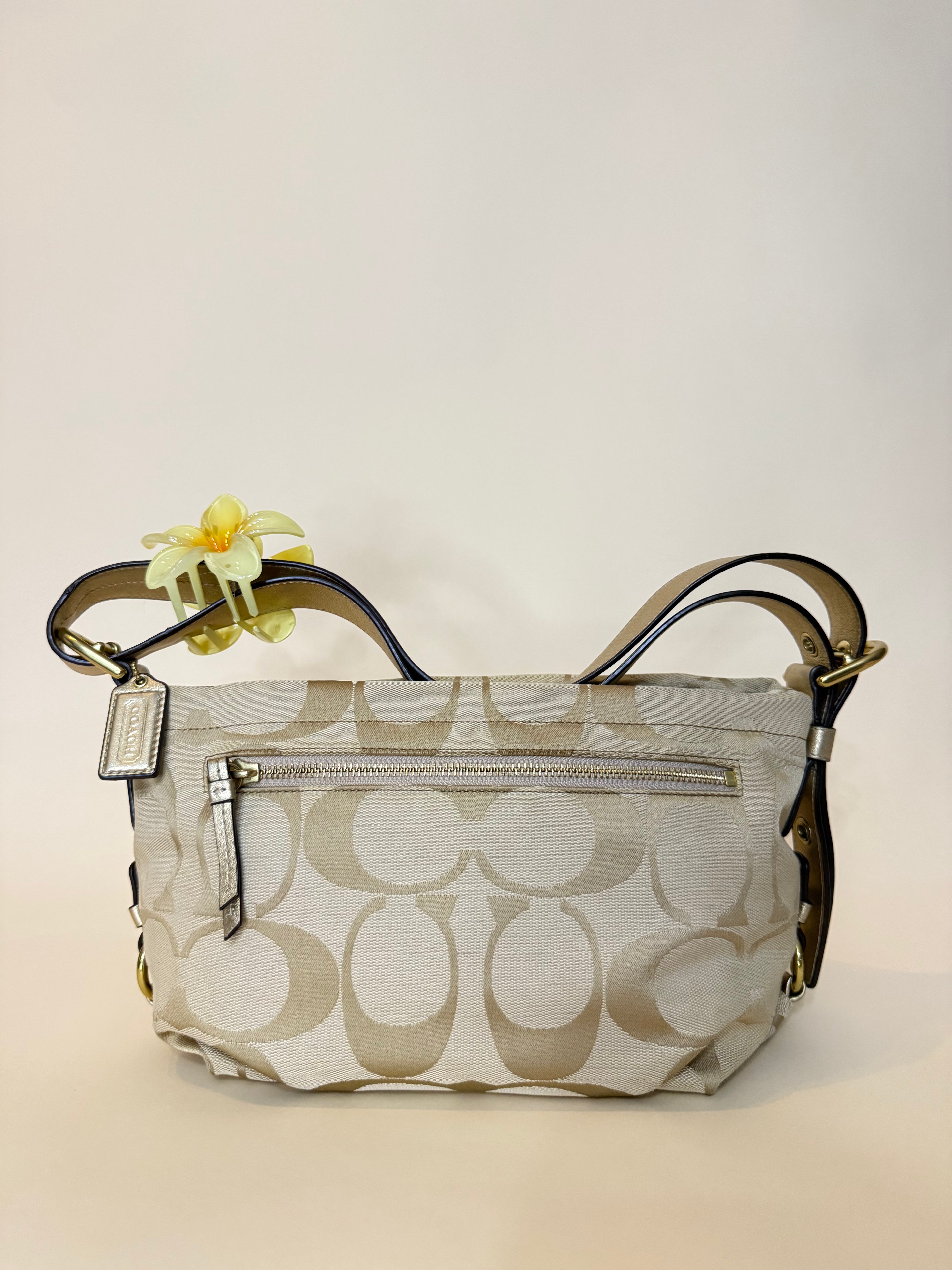 Coach Hobo Bag 2WAY Gold Signature Canvas