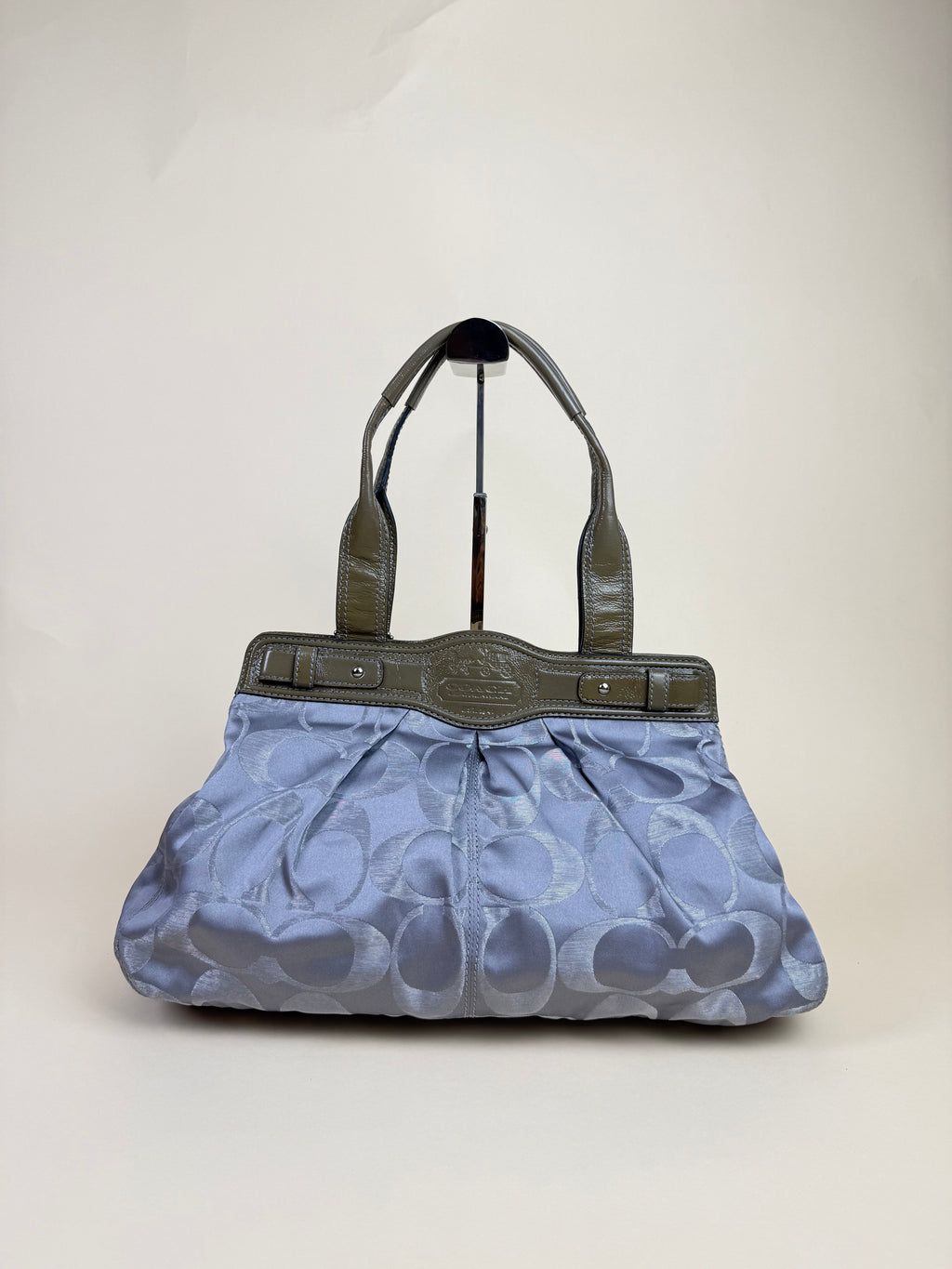 Coach Madison Op Art Sateen Garnet Satchel - Silver Grey Lilac