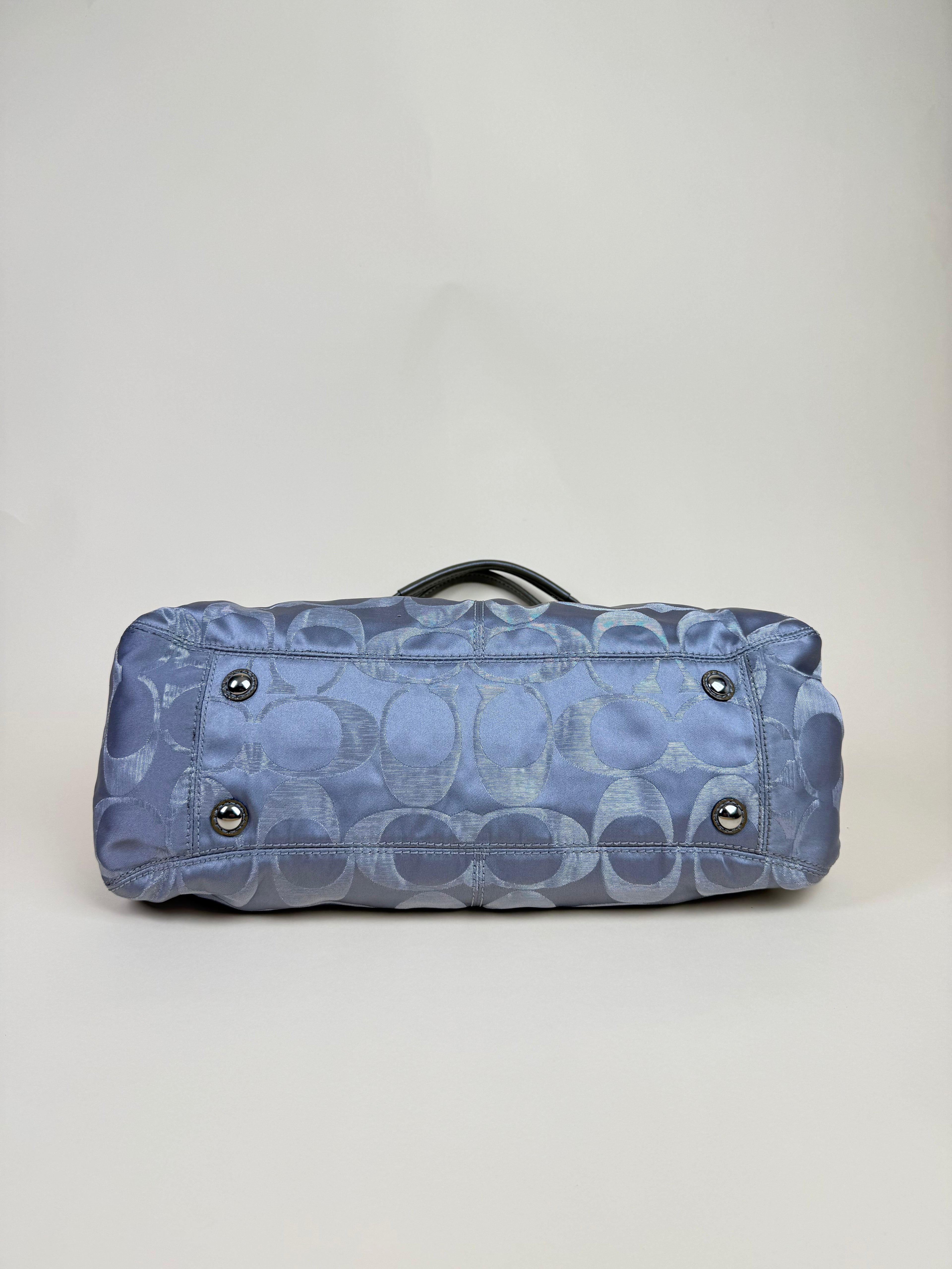 Coach Madison Op Art Sateen Garnet Satchel - Silver Grey Lilac
