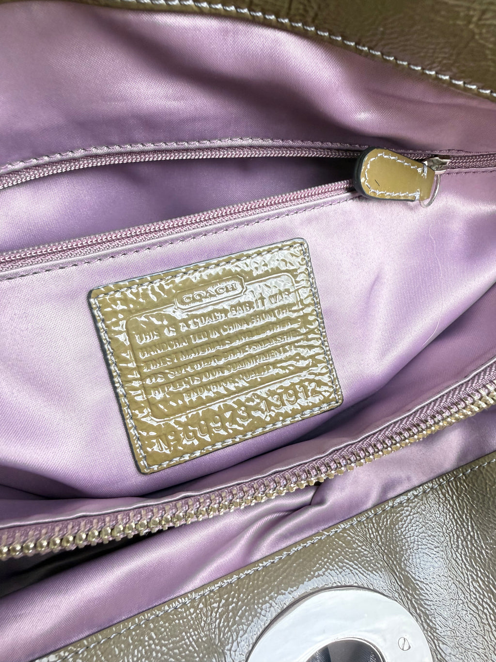 Coach Madison Op Art Sateen Garnet Satchel - Silver Grey Lilac