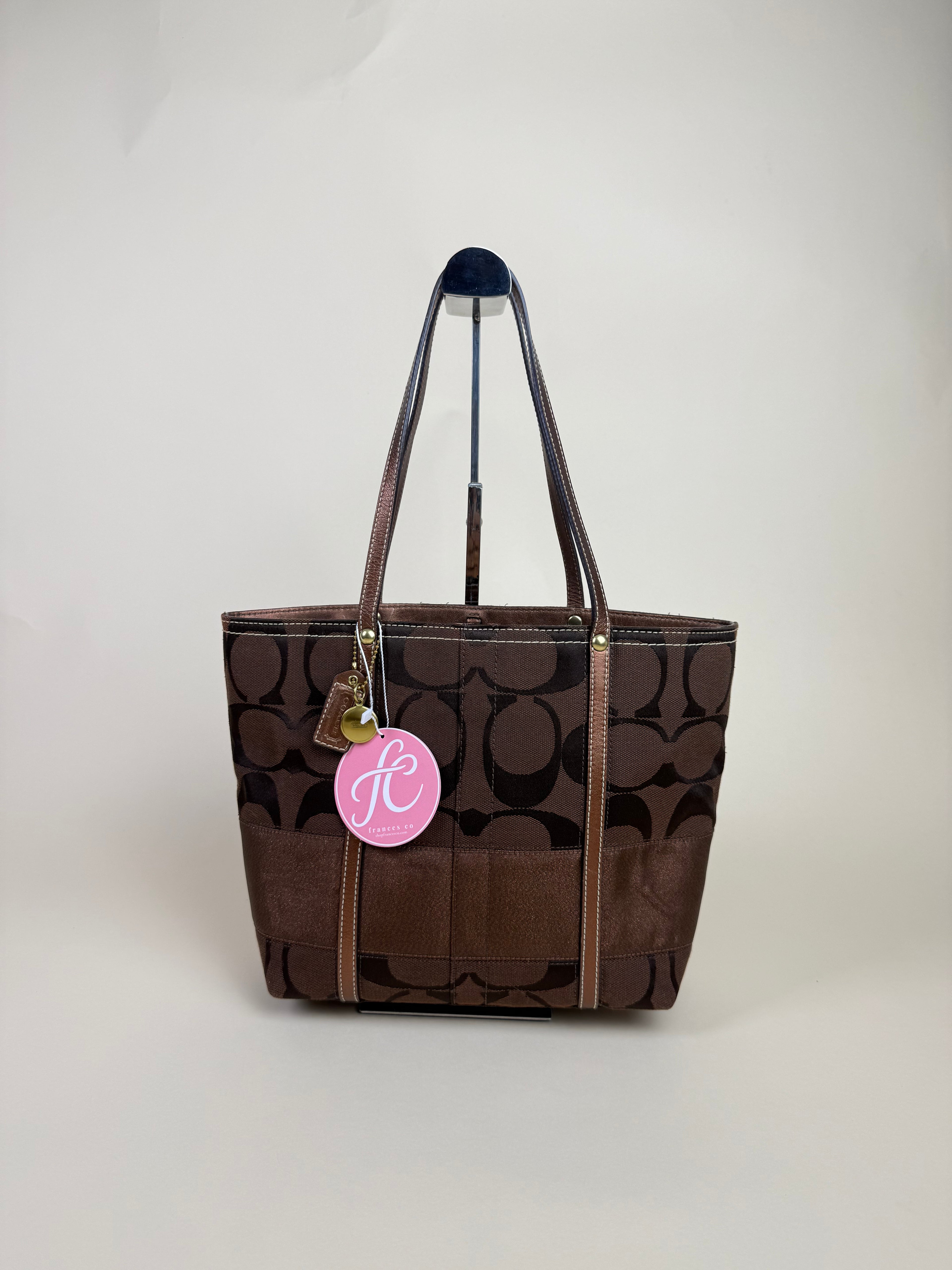 Coach Stripe Signature Tote - Brown