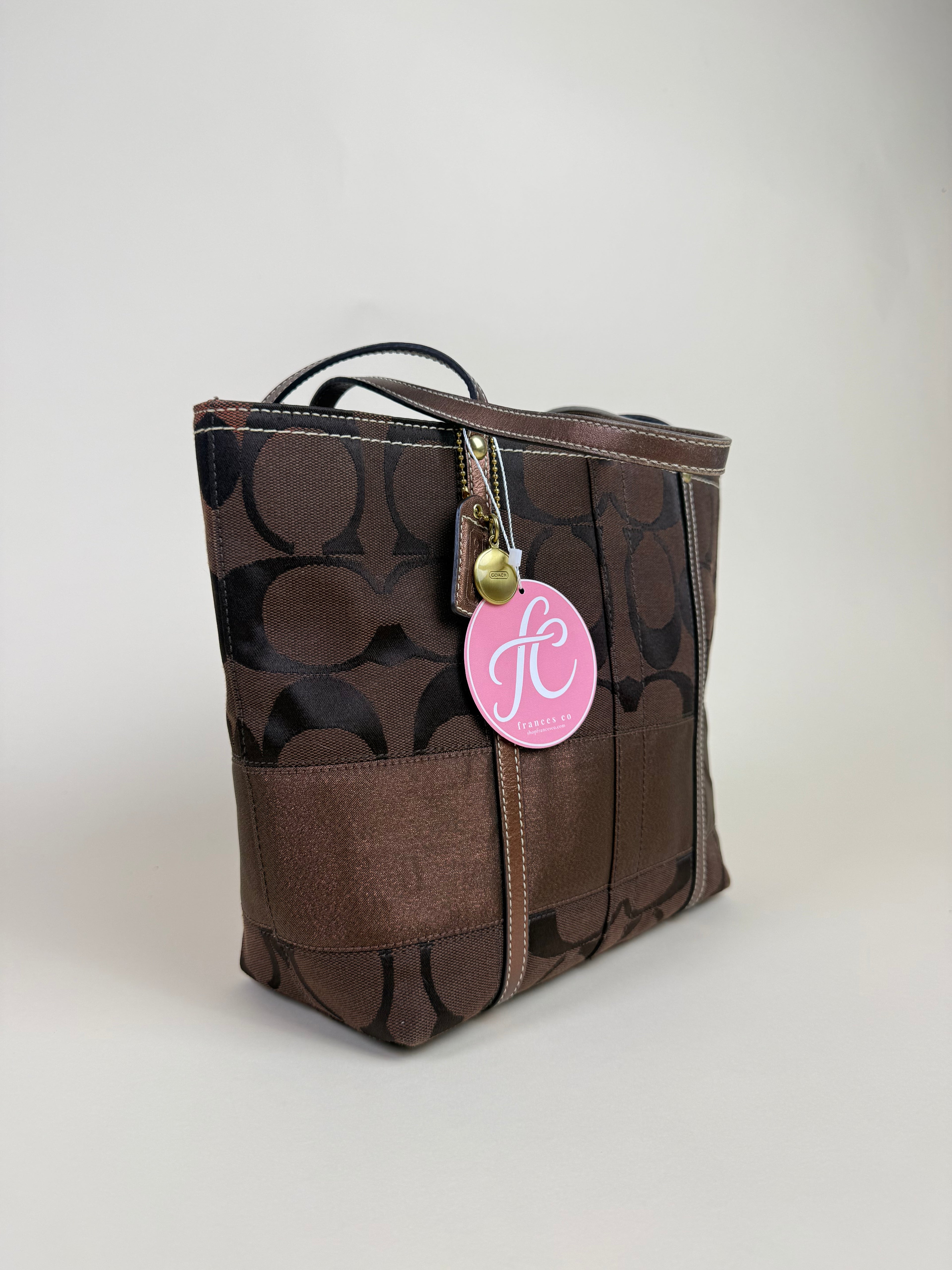 Coach Stripe Signature Tote - Brown