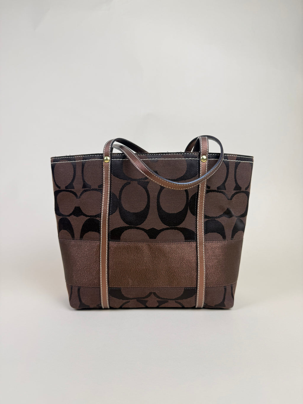 Coach Stripe Signature Tote - Brown