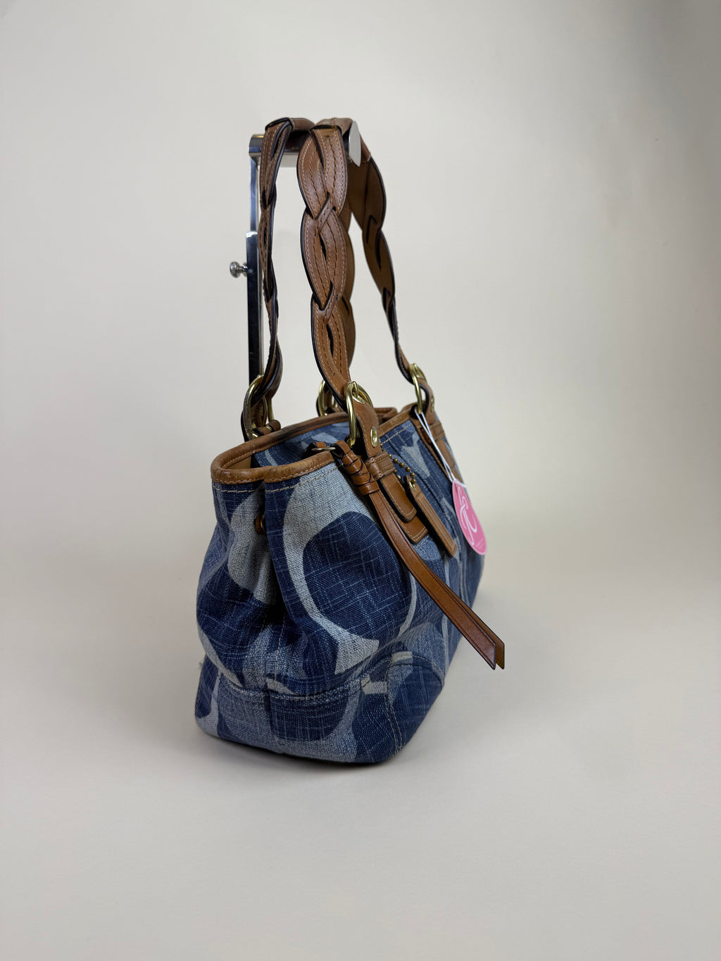 Coach Signature Denim Zip Tote - Blue/Brown