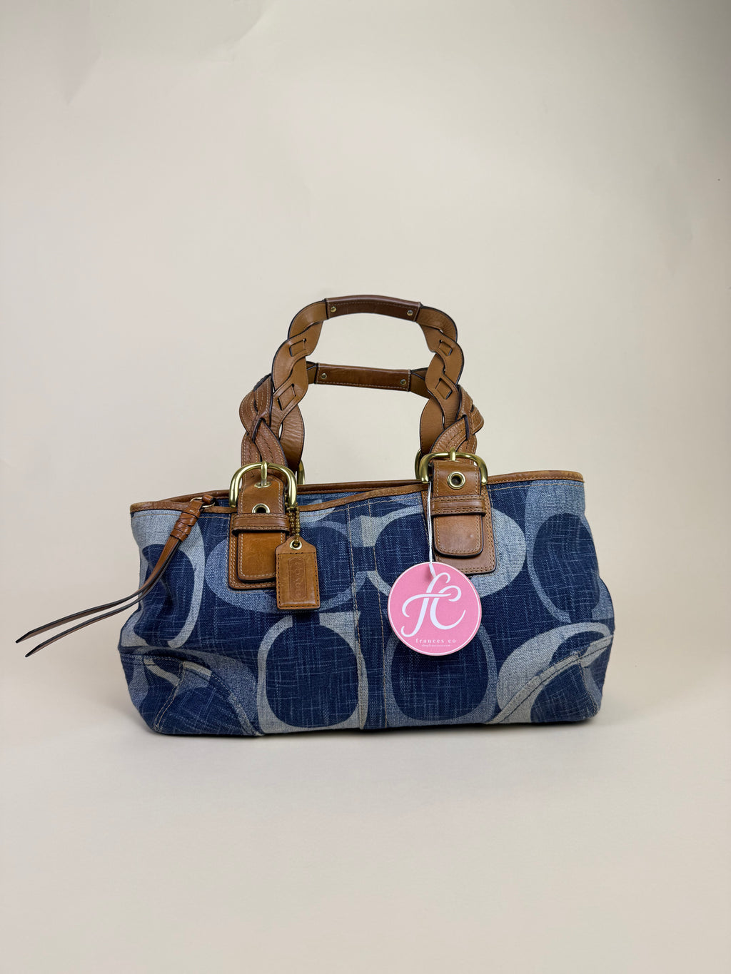 Coach Signature Denim Zip Tote - Blue/Brown