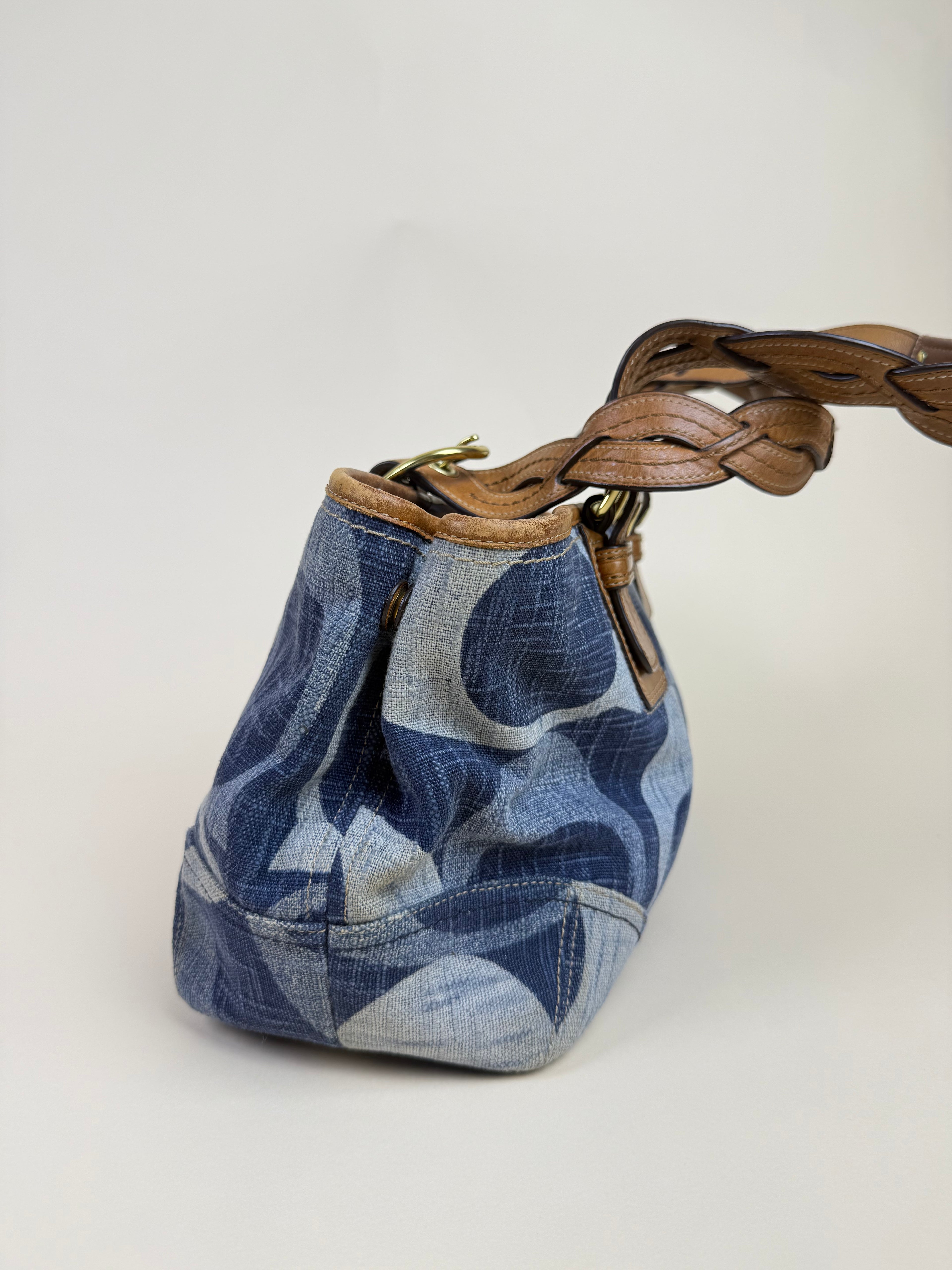 Coach Signature Denim Zip Tote - Blue/Brown