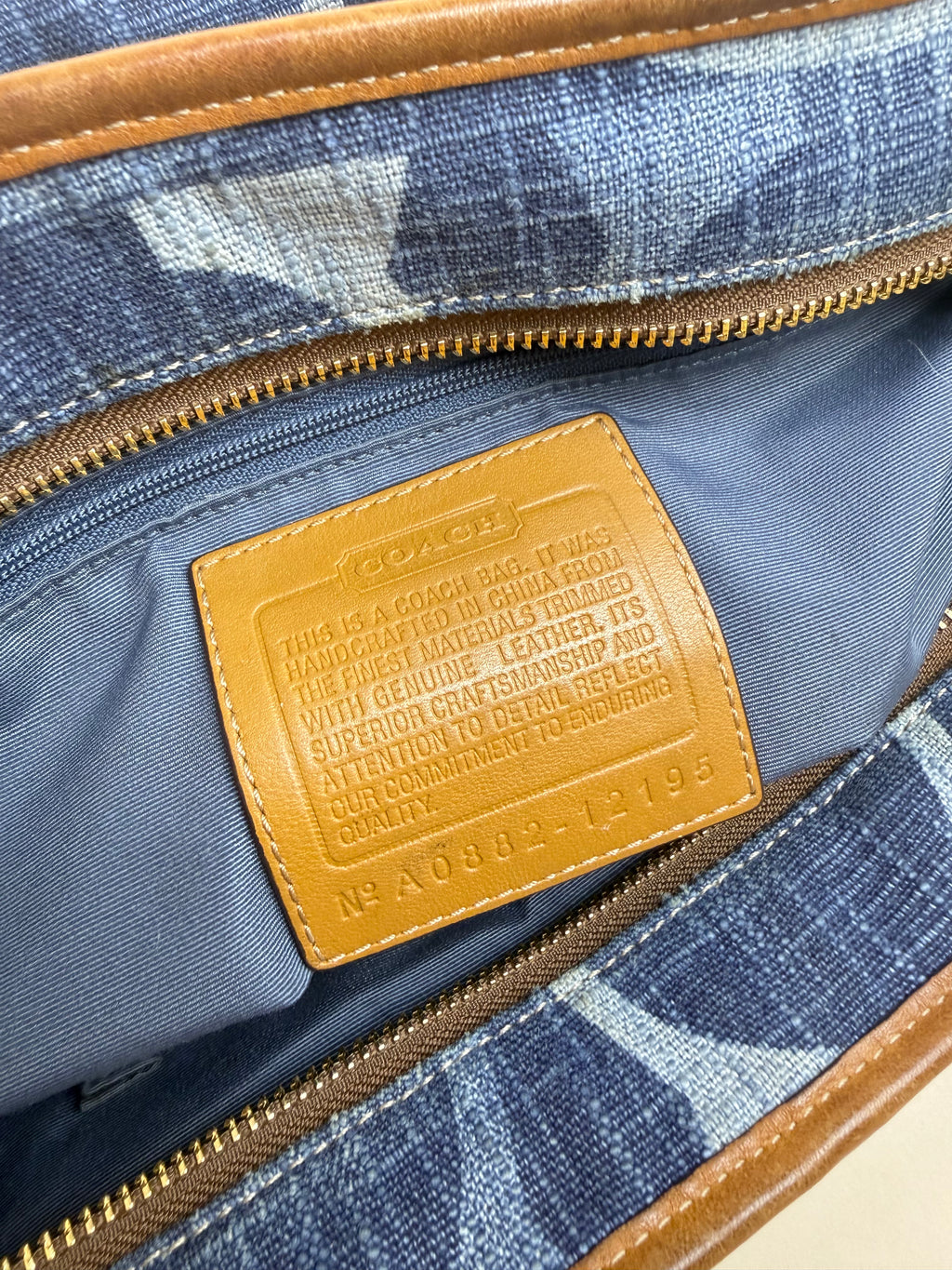 Coach Signature Denim Zip Tote - Blue/Brown