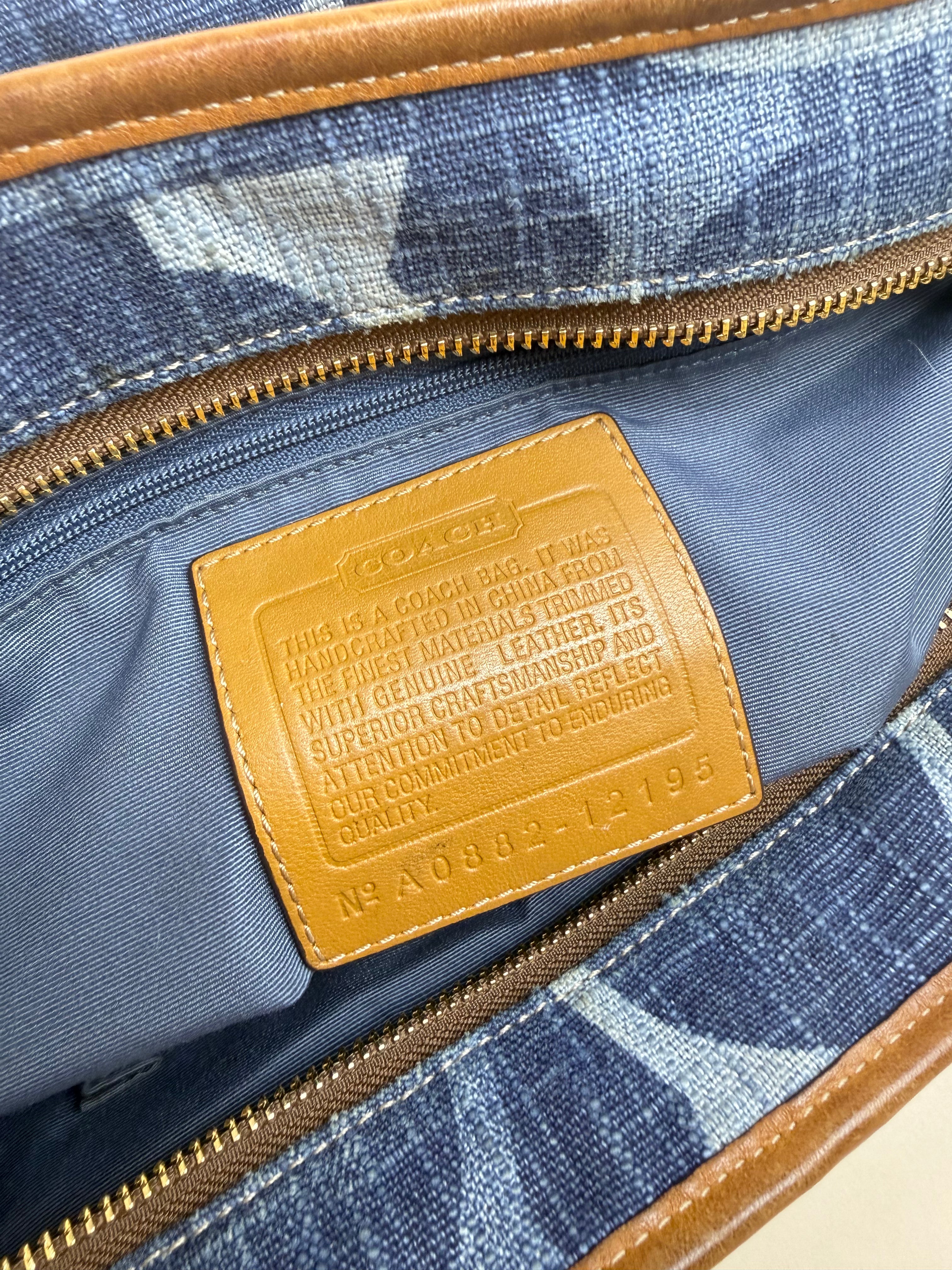 Coach Signature Denim Zip Tote - Blue/Brown