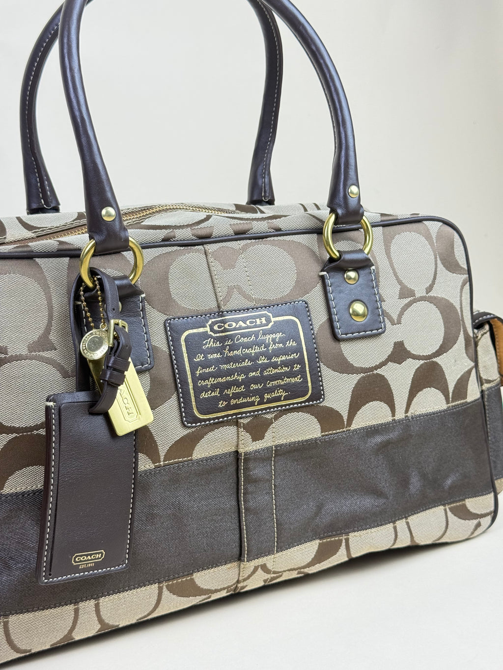 Coach Signature Boston Duffle – Khaki/Brown