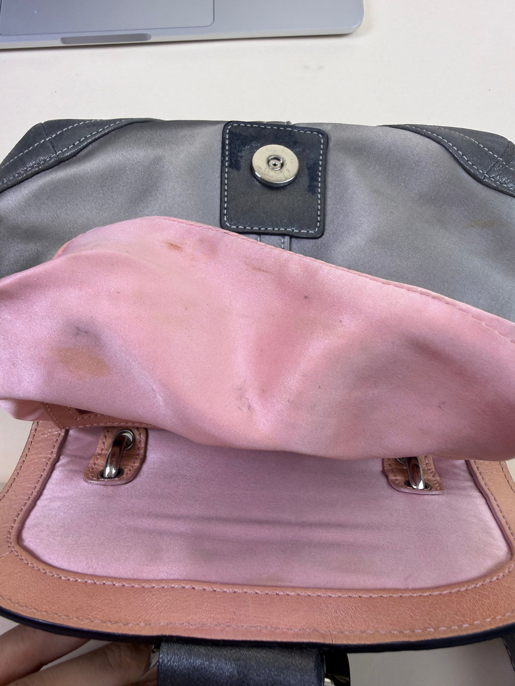 Coach Madison Mini Soho Top Handle - Metallic Gray