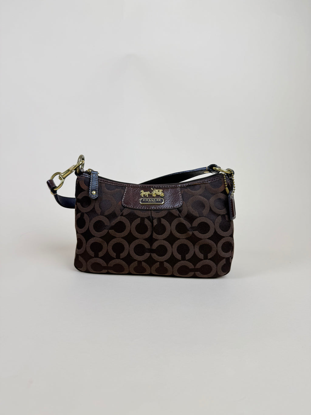 Coach Madison OP Art Top Handle Pouch - Brown