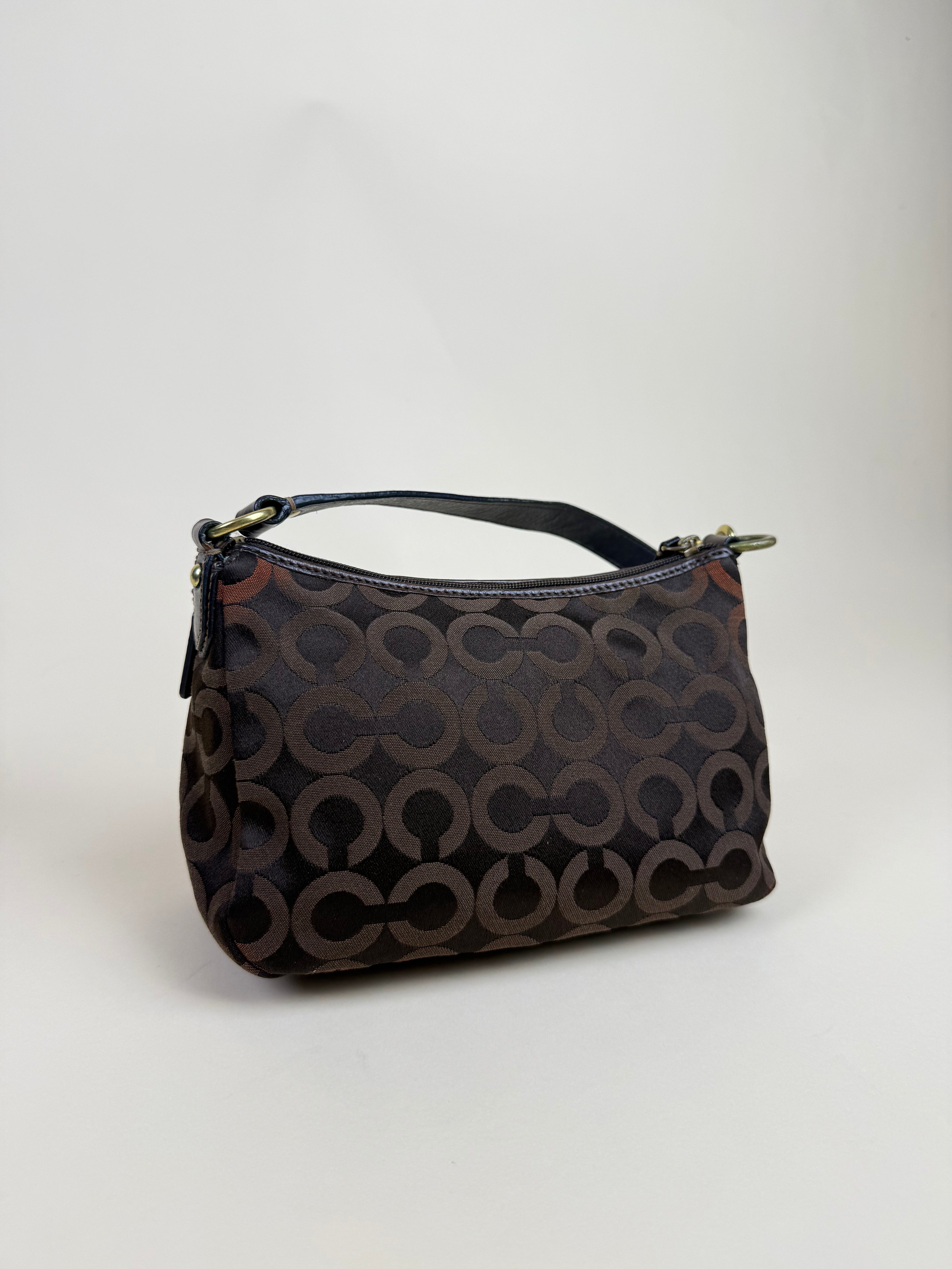Coach Madison OP Art Top Handle Pouch - Brown