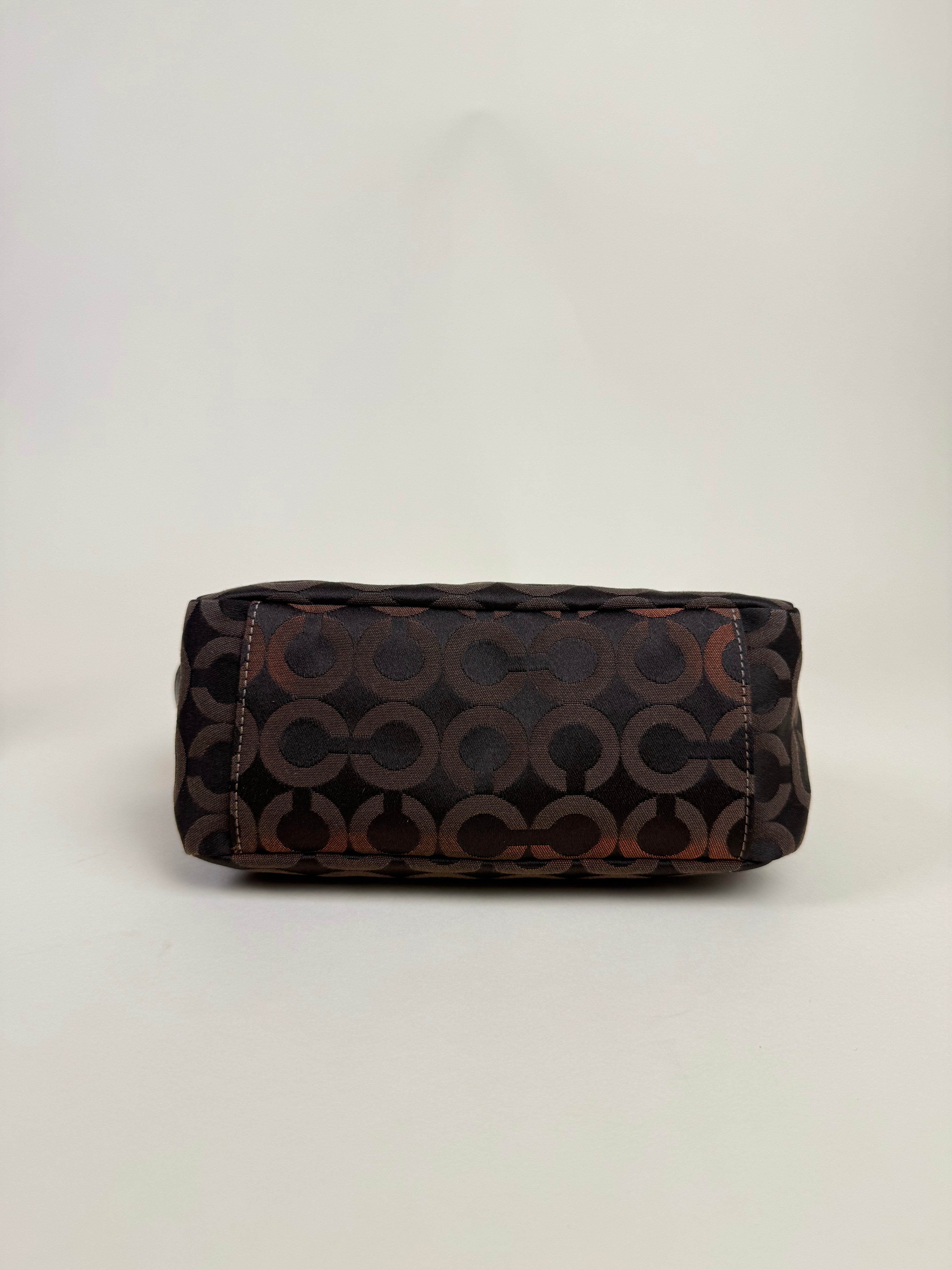 Coach Madison OP Art Top Handle Pouch - Brown