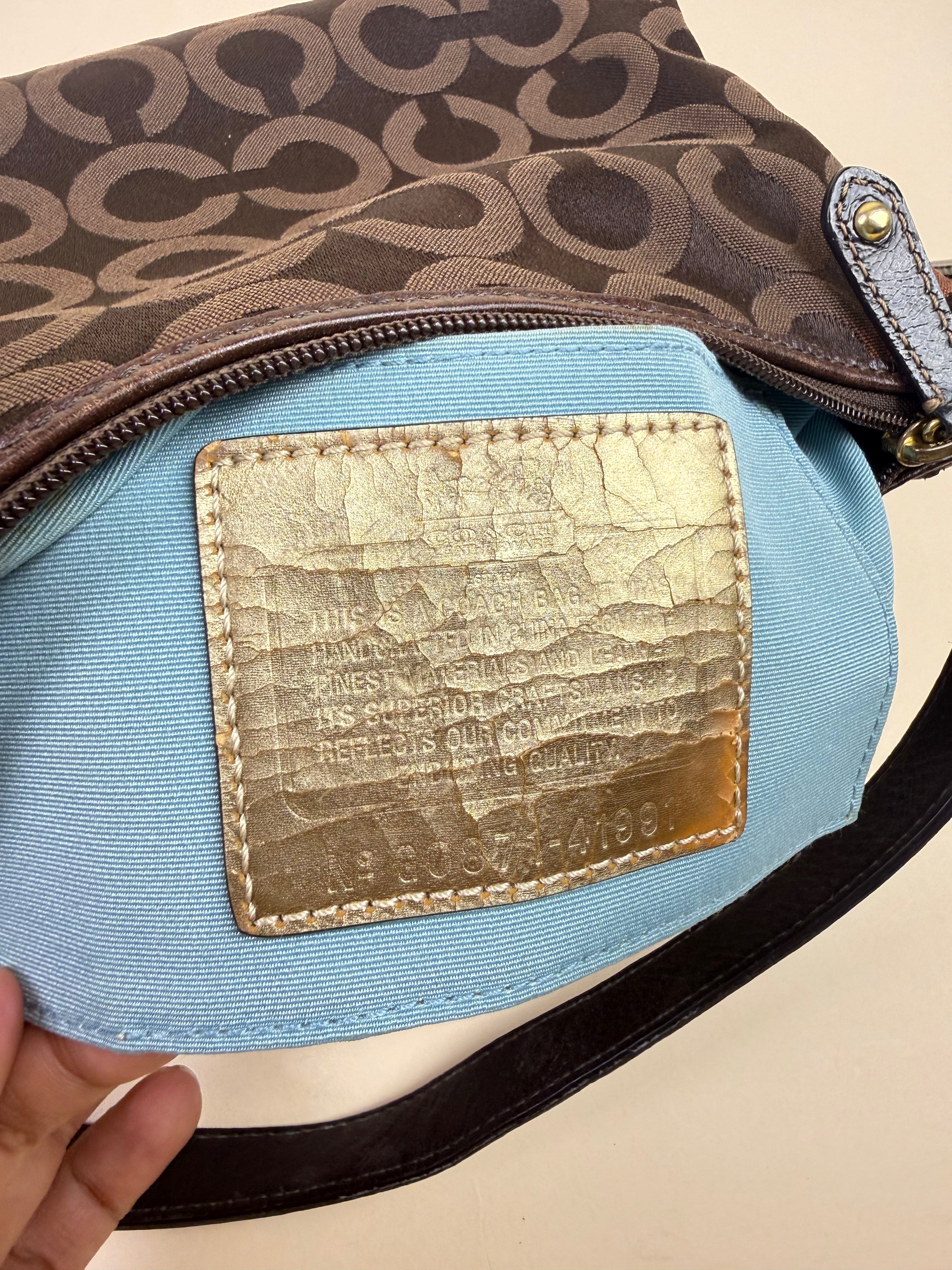 Coach Madison OP Art Top Handle Pouch - Brown