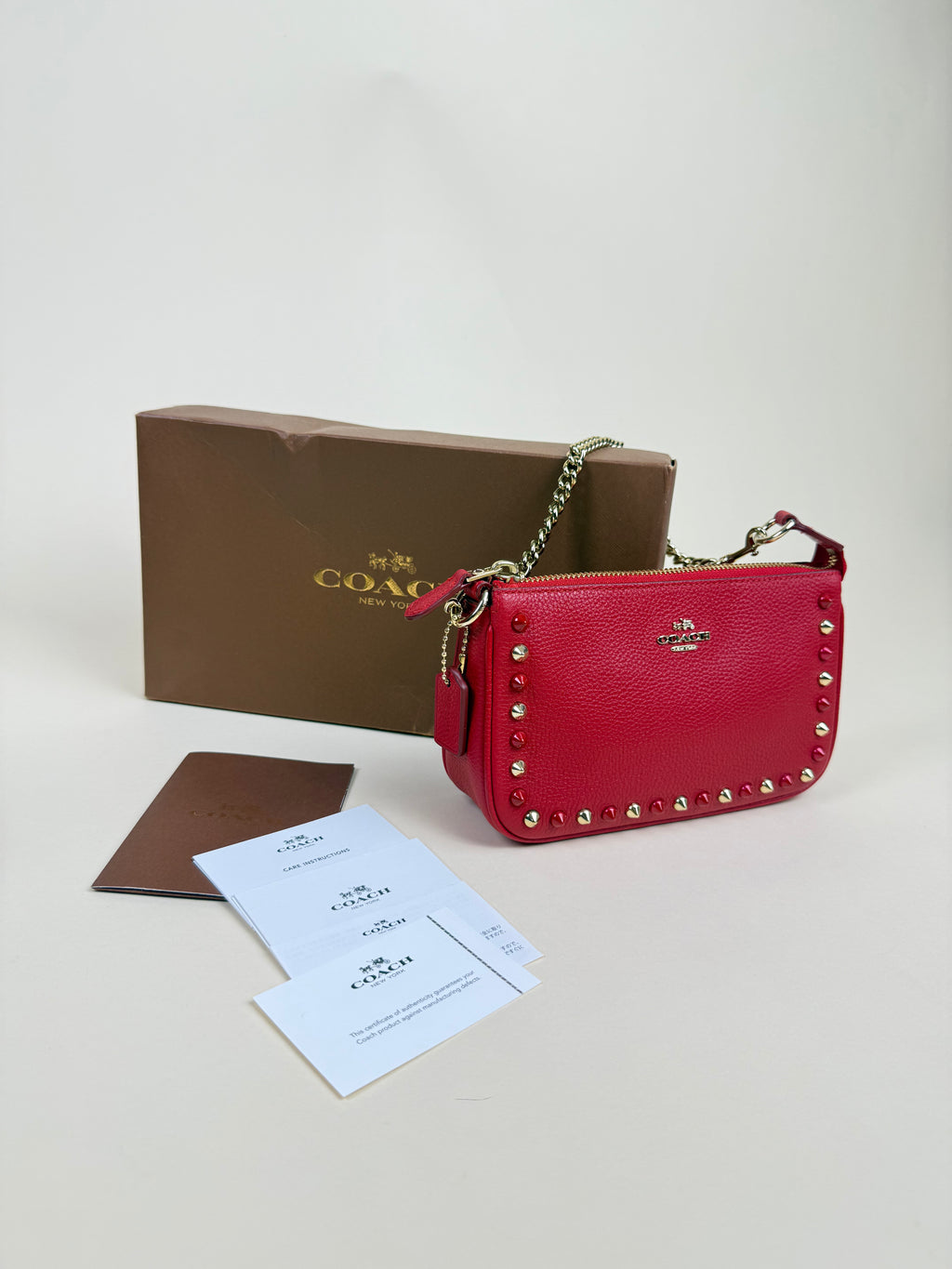 Coach Nolita 22 With Prairie Rivets - Red