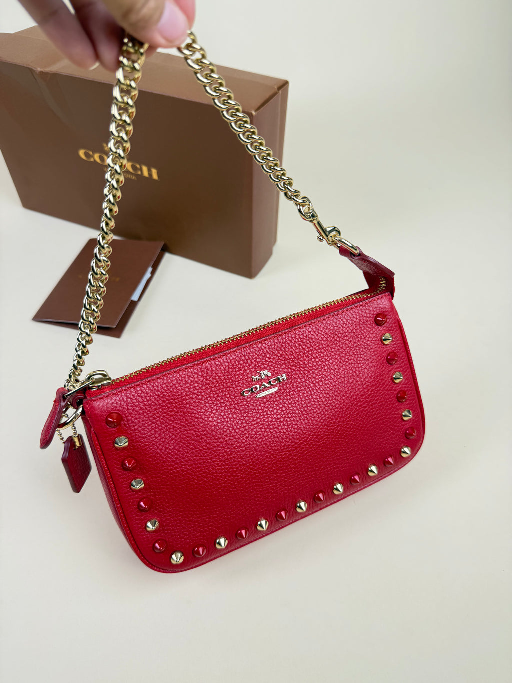 Coach Nolita 22 With Prairie Rivets - Red