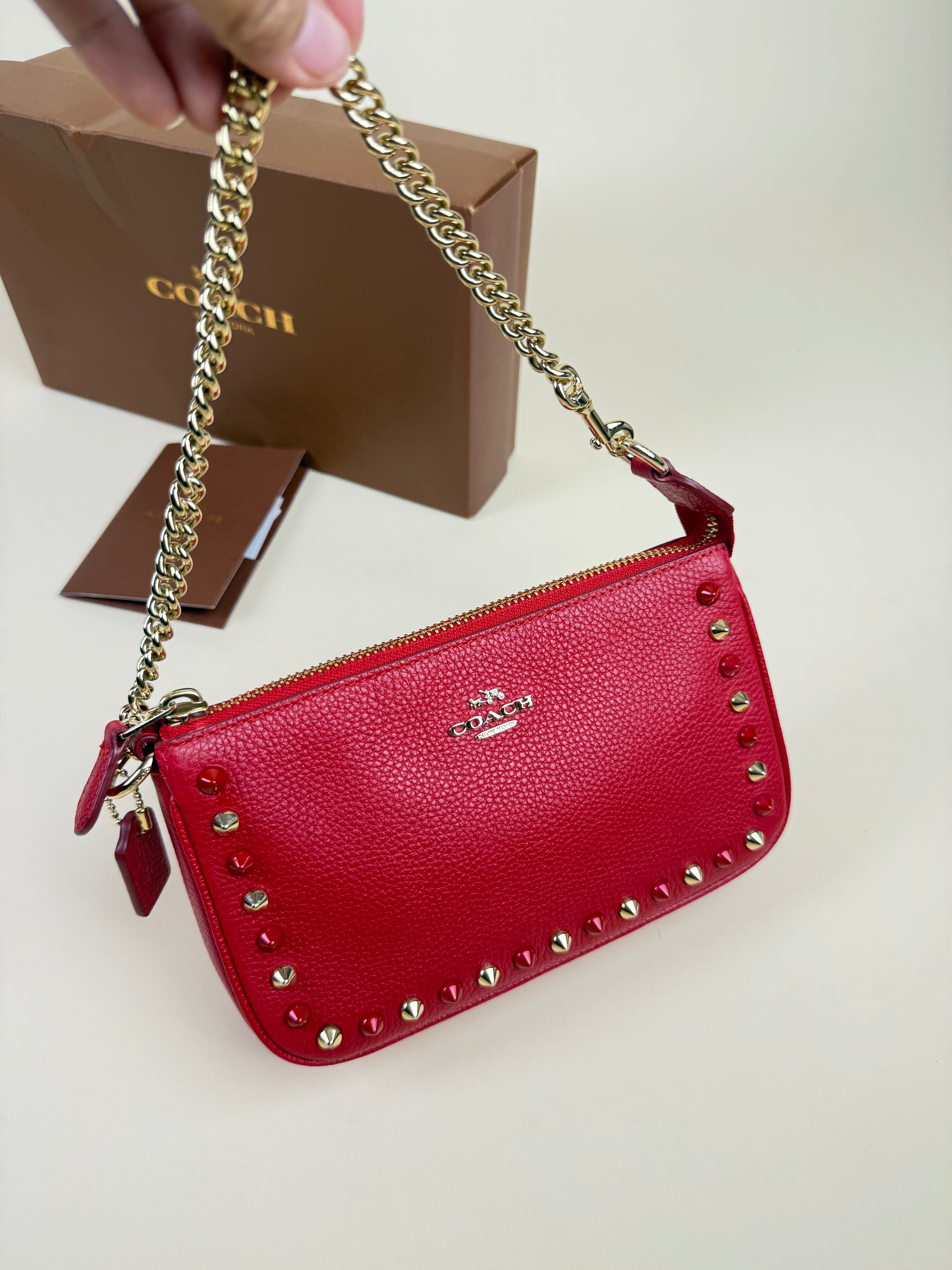 Coach Nolita 22 With Prairie Rivets - Red