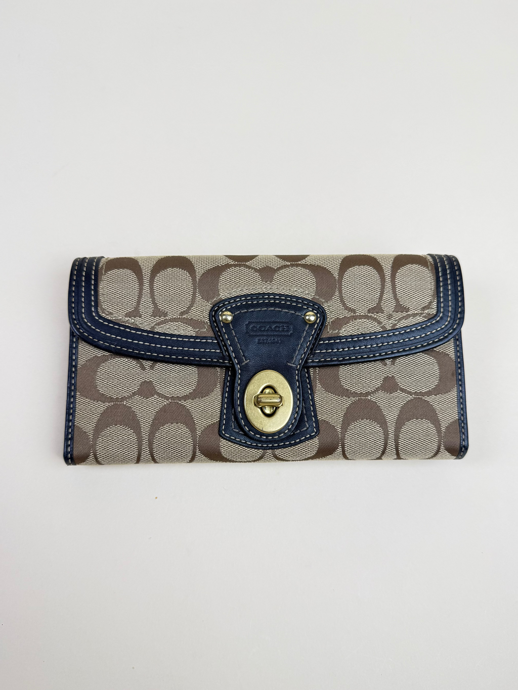 Coach Signature Slim Long Turnlock Wallet - Khaki/Denim