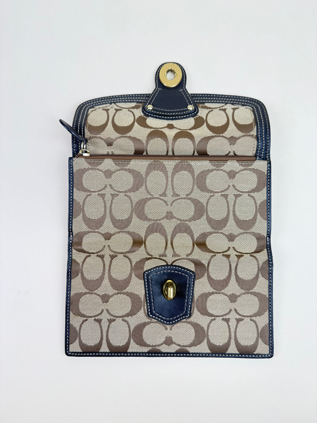 Coach Signature Slim Long Turnlock Wallet - Khaki/Denim