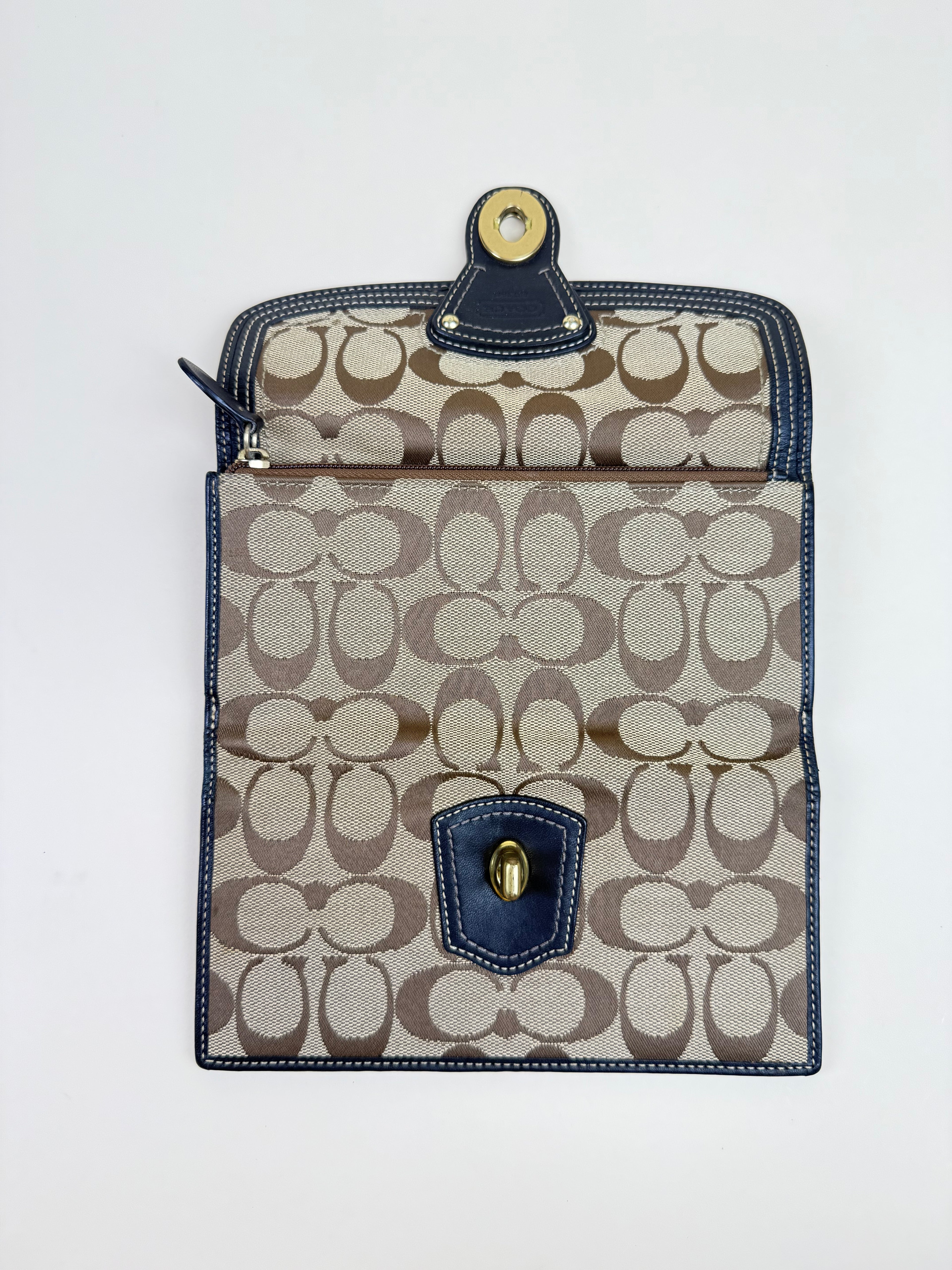 Coach Signature Slim Long Turnlock Wallet - Khaki/Denim