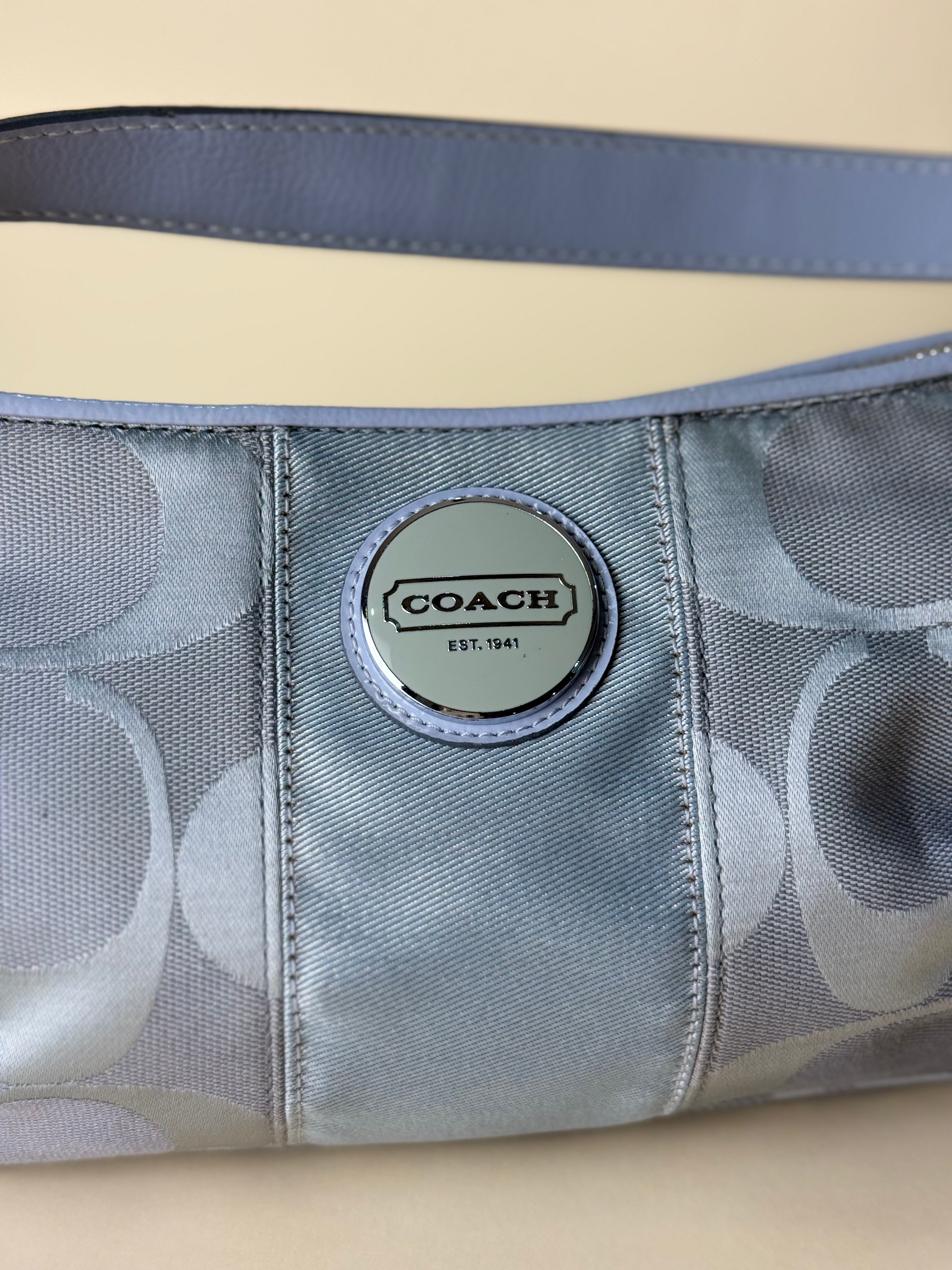 Coach Stripe mini shoulder bag in bluish gray 2way
