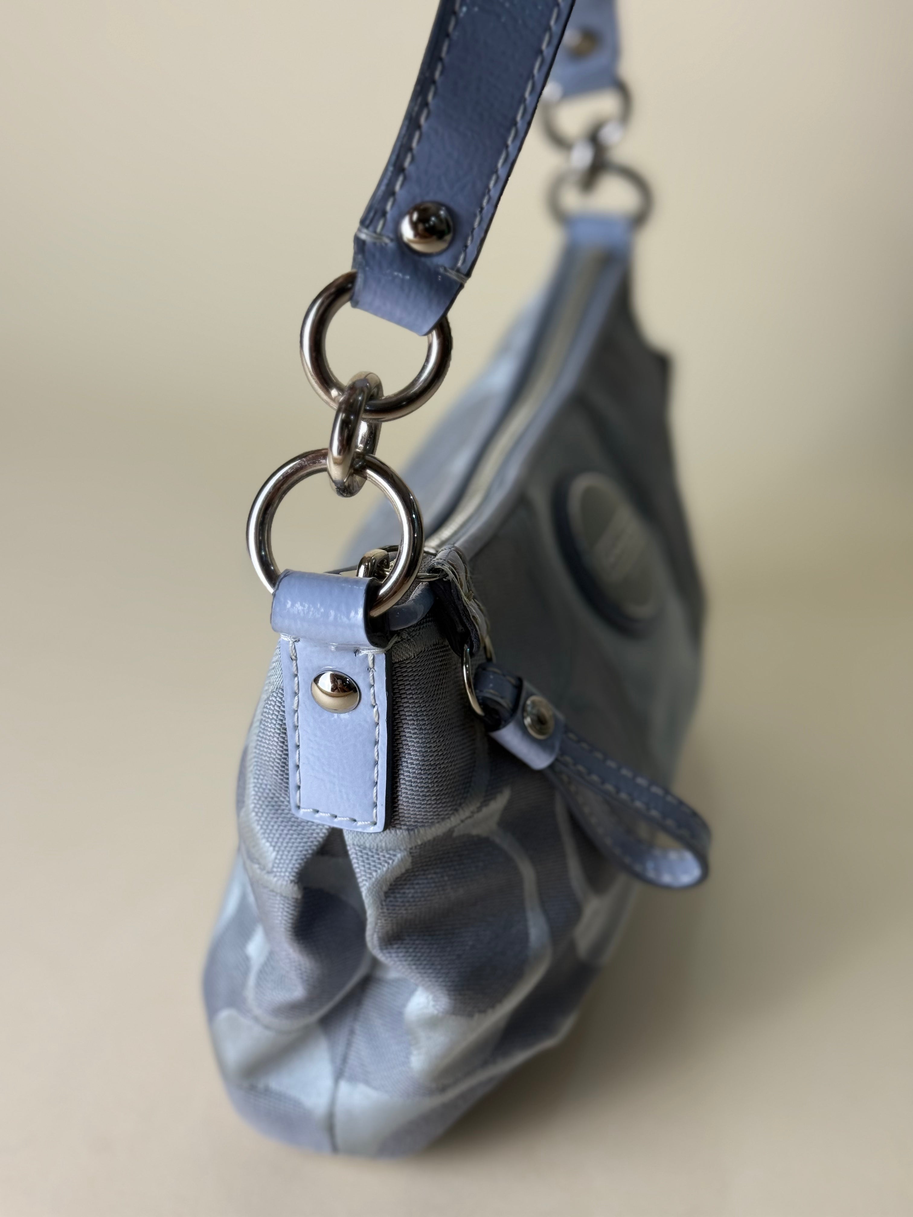 Coach Stripe mini shoulder bag in bluish gray 2way