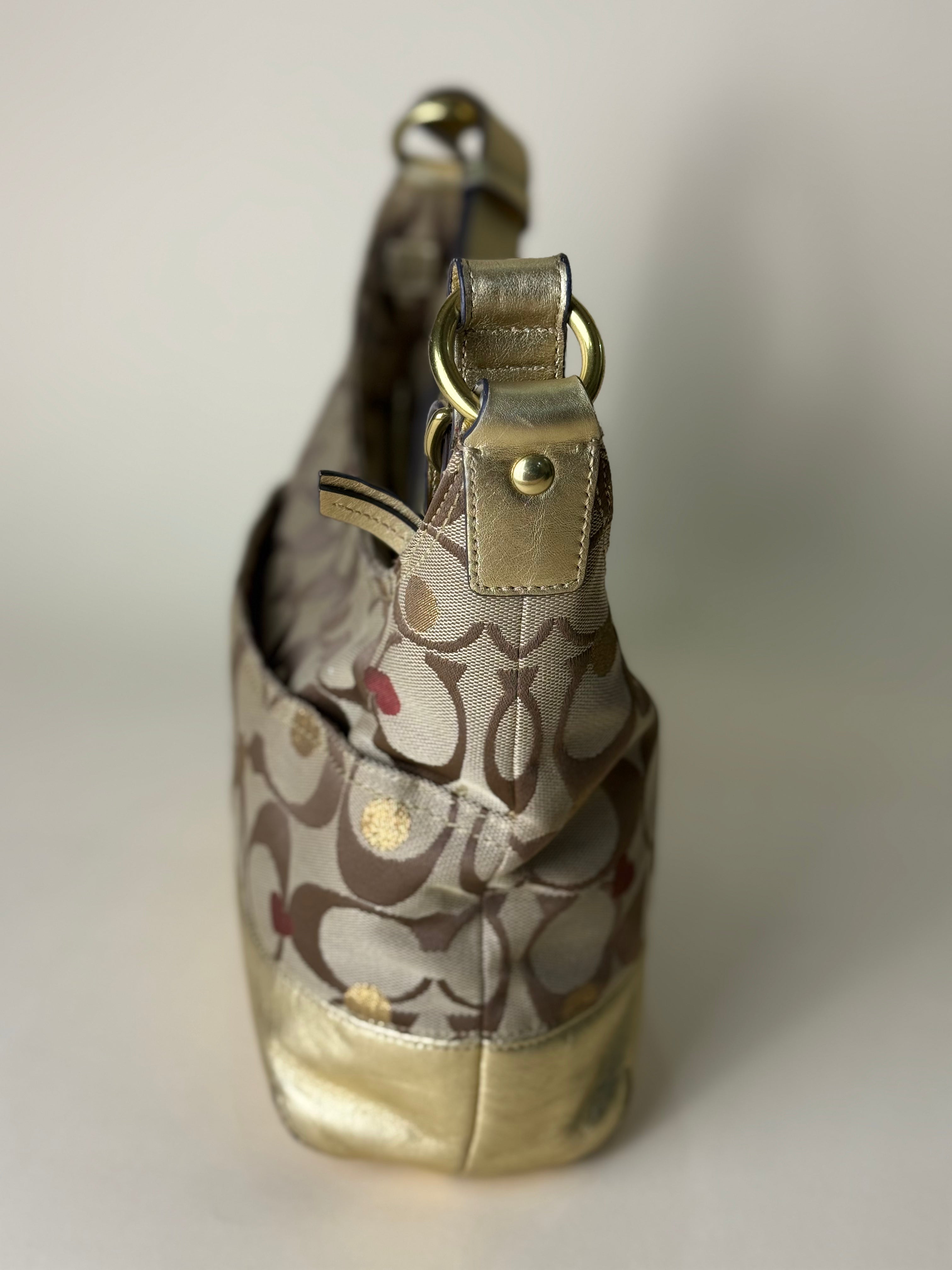 Coach Hearts Hobo in Gold Tone and Hardware 2WAY