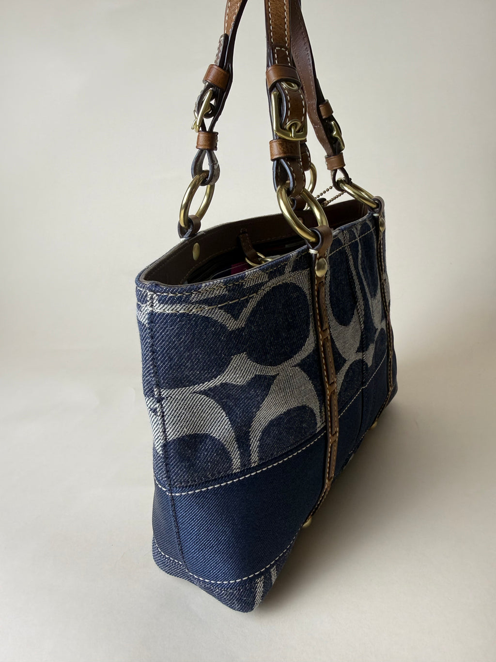 Coach Signature Mini Denim Stripe Tote