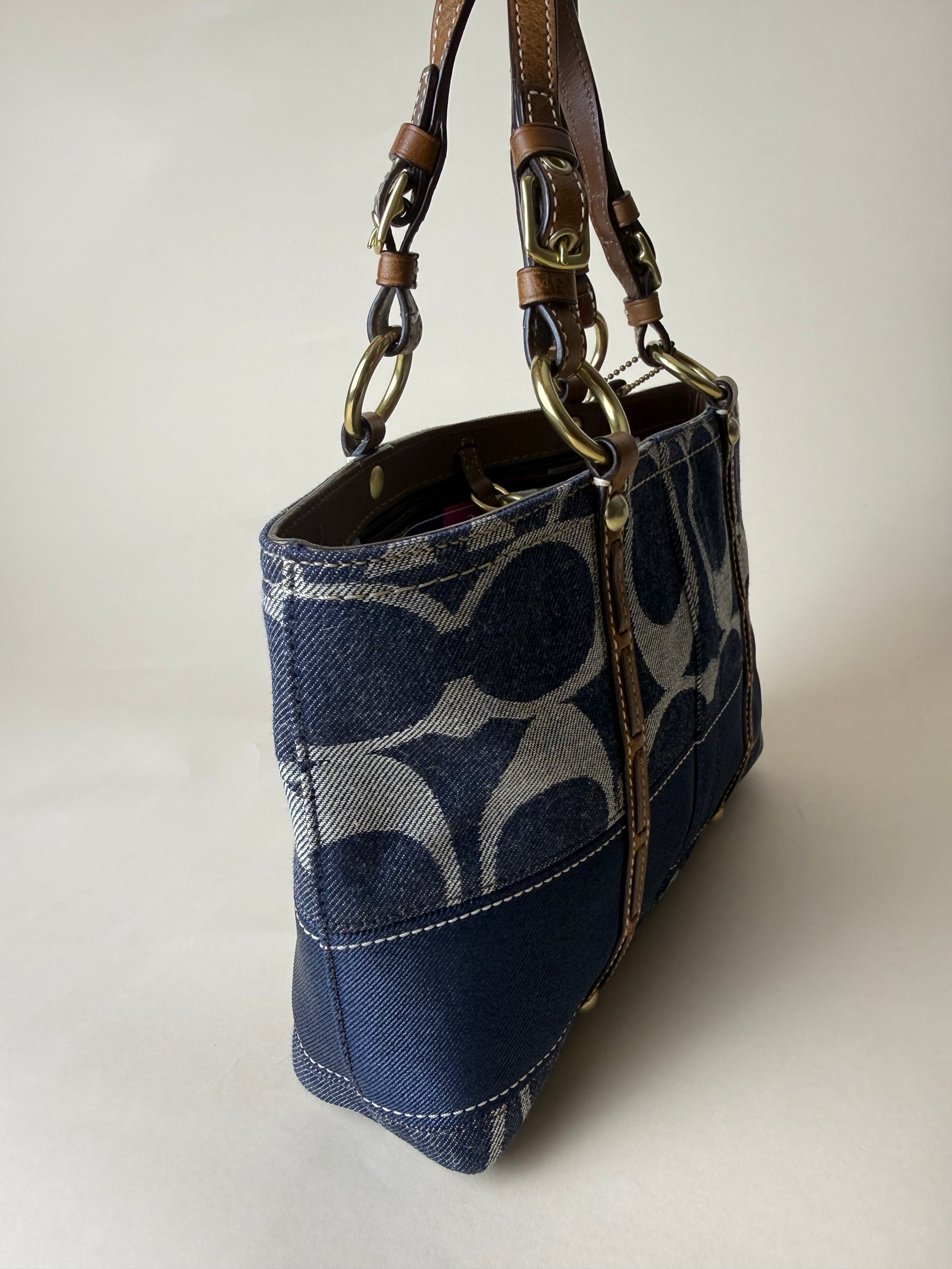Coach Signature Mini Denim Stripe Tote