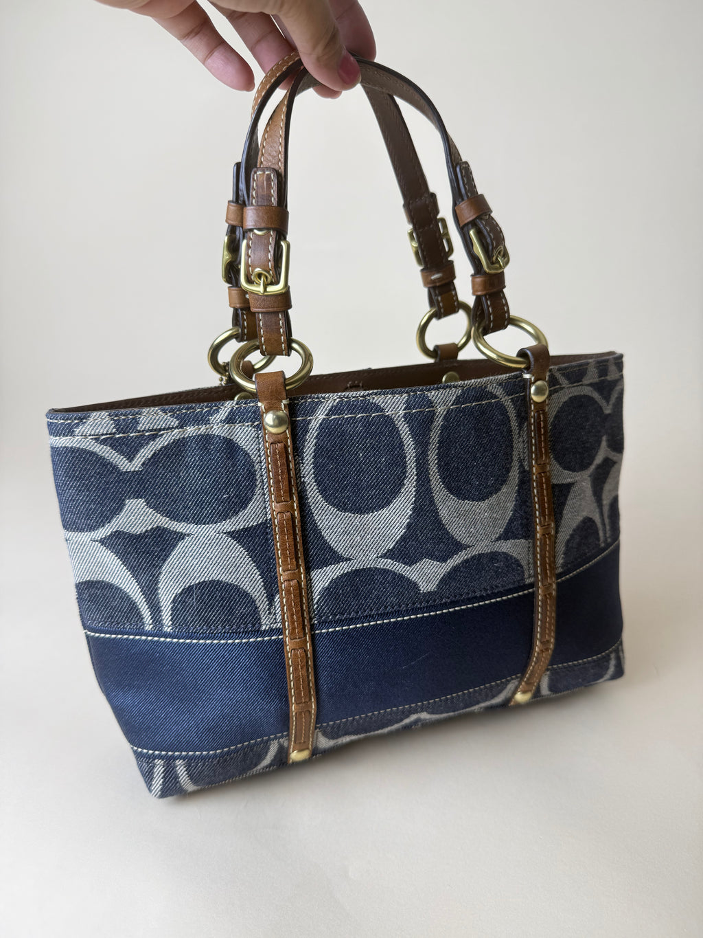 Coach Signature Mini Denim Stripe Tote