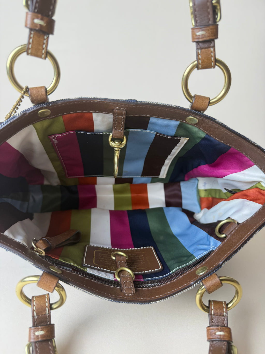 Coach Signature Mini Denim Stripe Tote