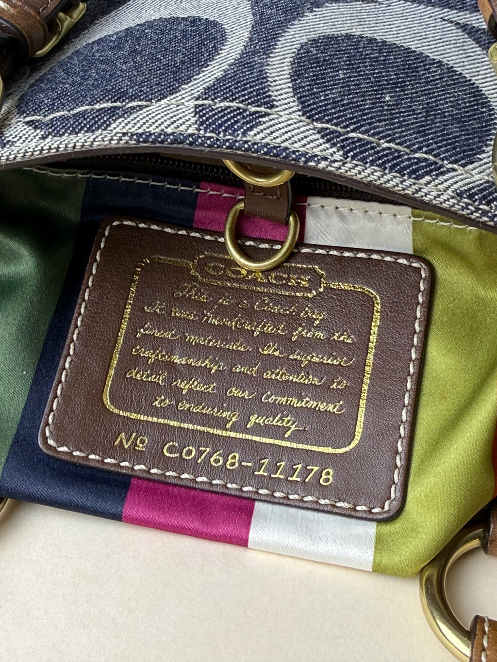 Coach Signature Mini Denim Stripe Tote