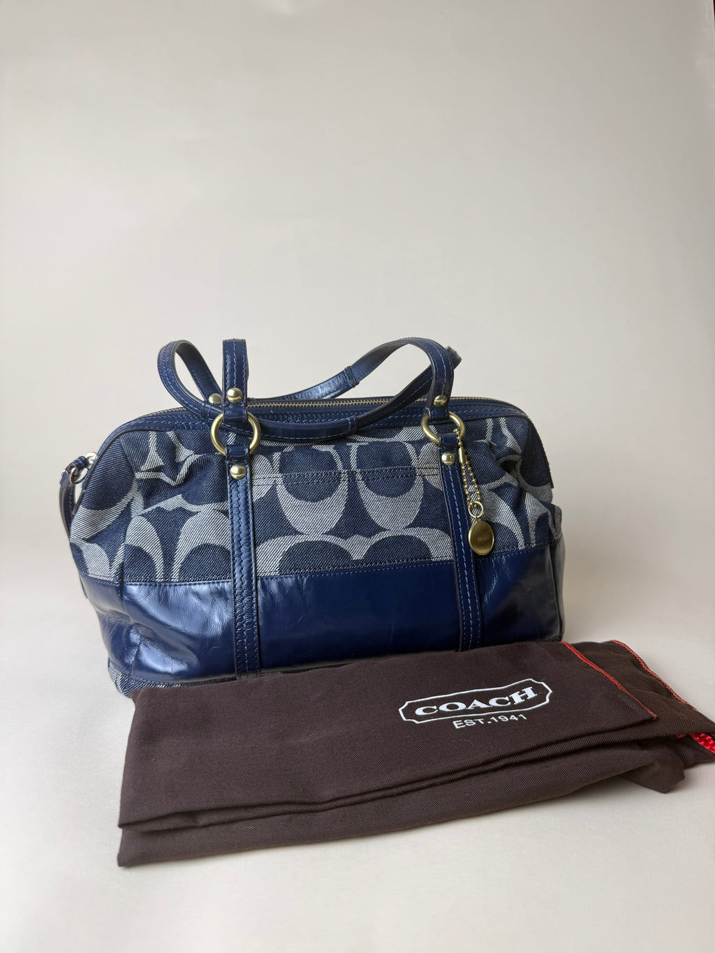 Coach Signature Denim Barrel/Boston Satchel